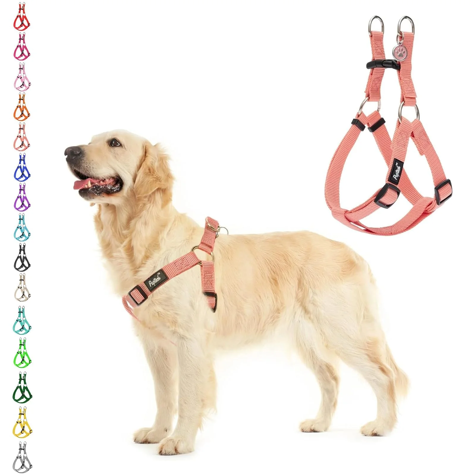 Effective PUPTECK No Pull Dog Harness Soft Adjustable Nylon Step-In Vest Light Coral Pure