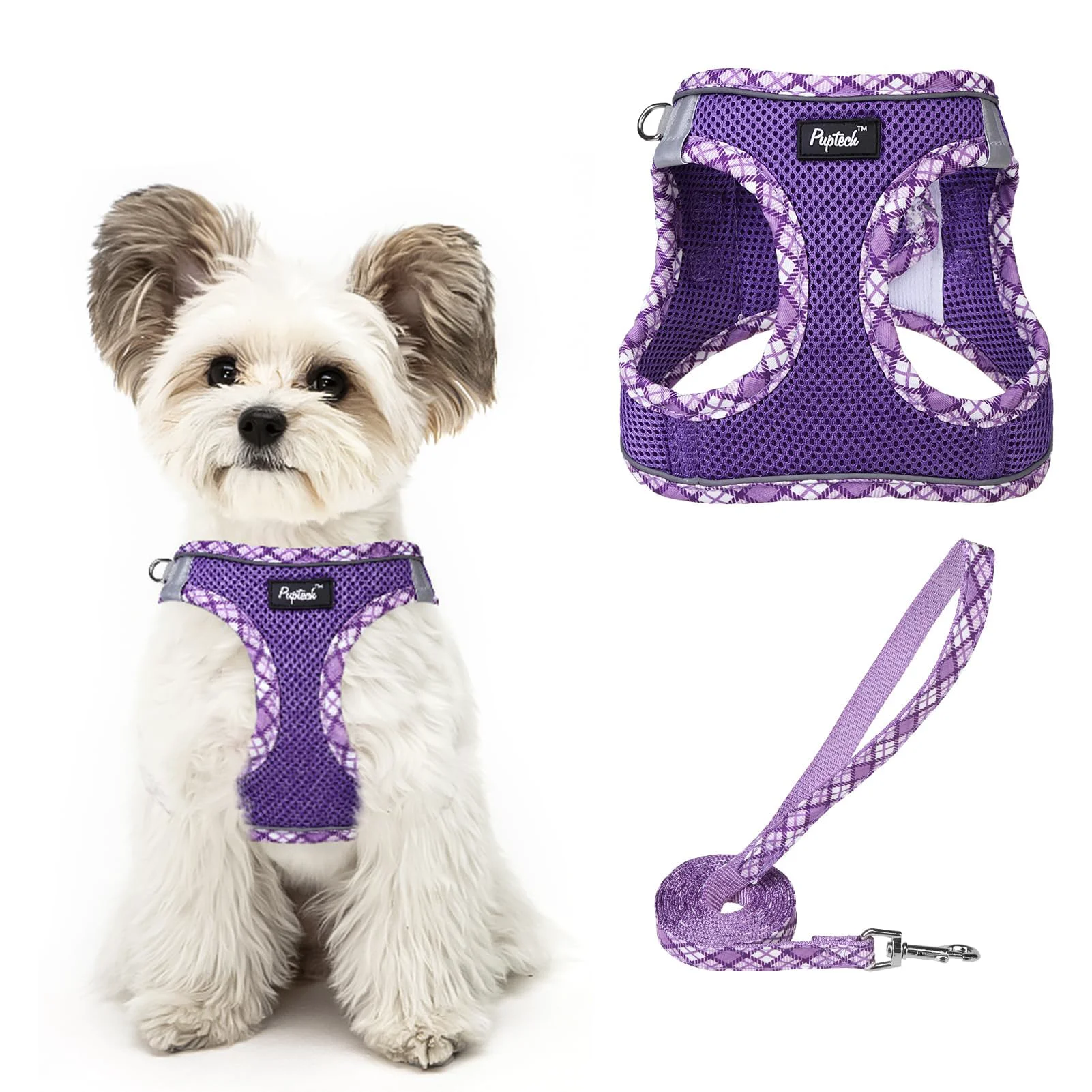 Sophisticated PUPTECK No-Pull Step-In Dog Harness Leash Set – Soft Mesh Reflective Purple XS Practical