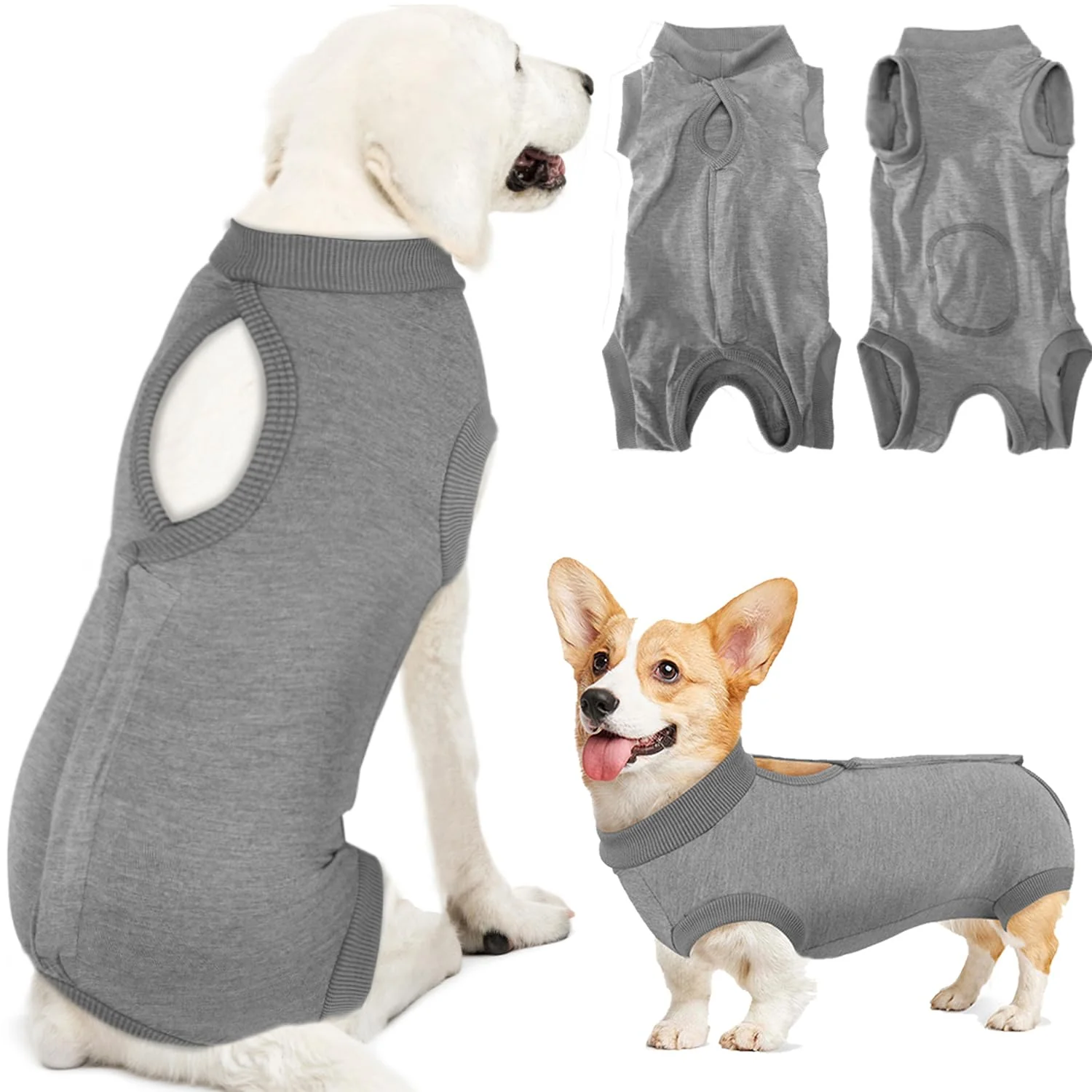 Original Lukovee Recovery Suit for Dogs – Adjustable Fit Cone Grey Medium Recyclable