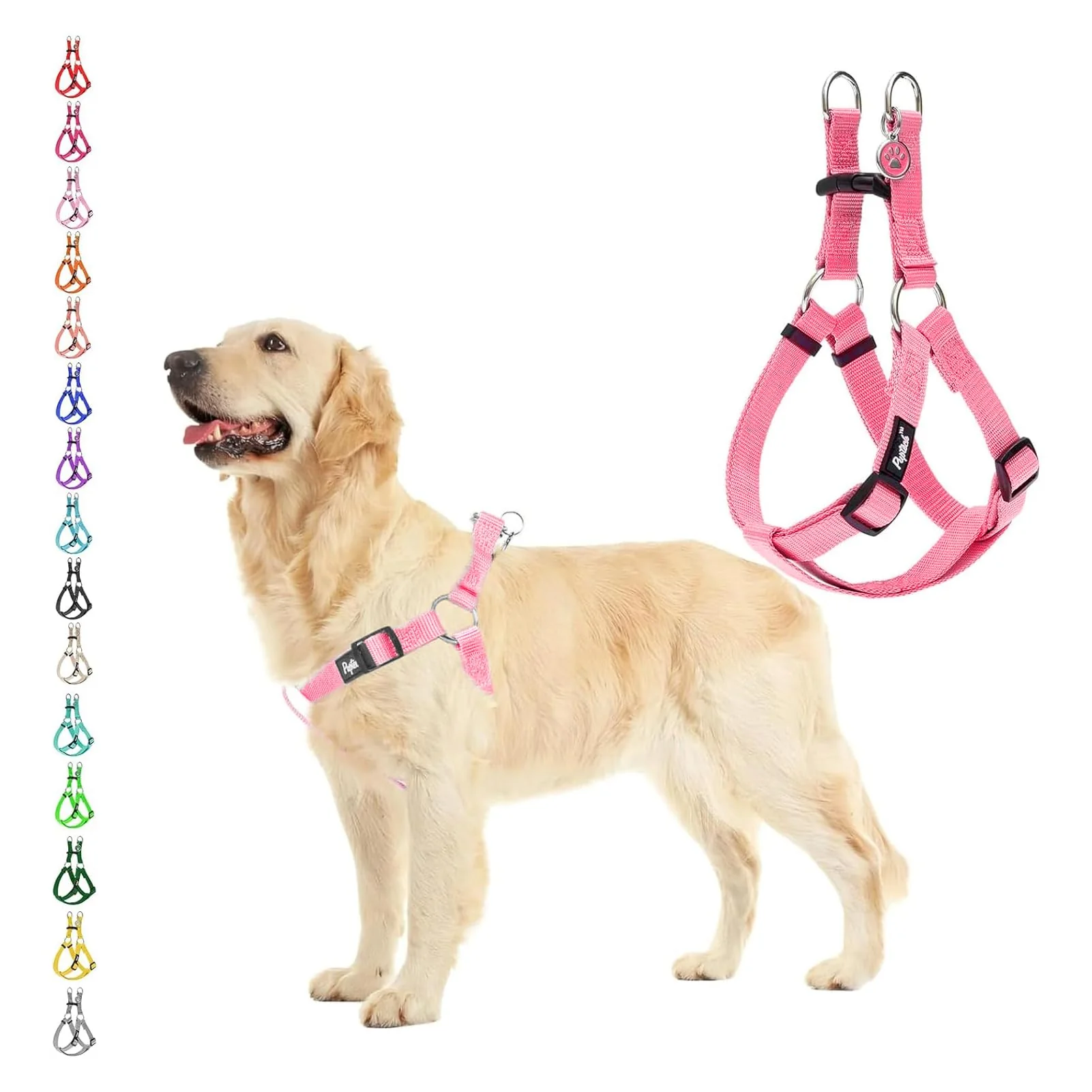 Exclusive PUPTECK No Pull Dog Harness - Soft Adjustable Step-In Nylon Vest with ID Tag Original Design
