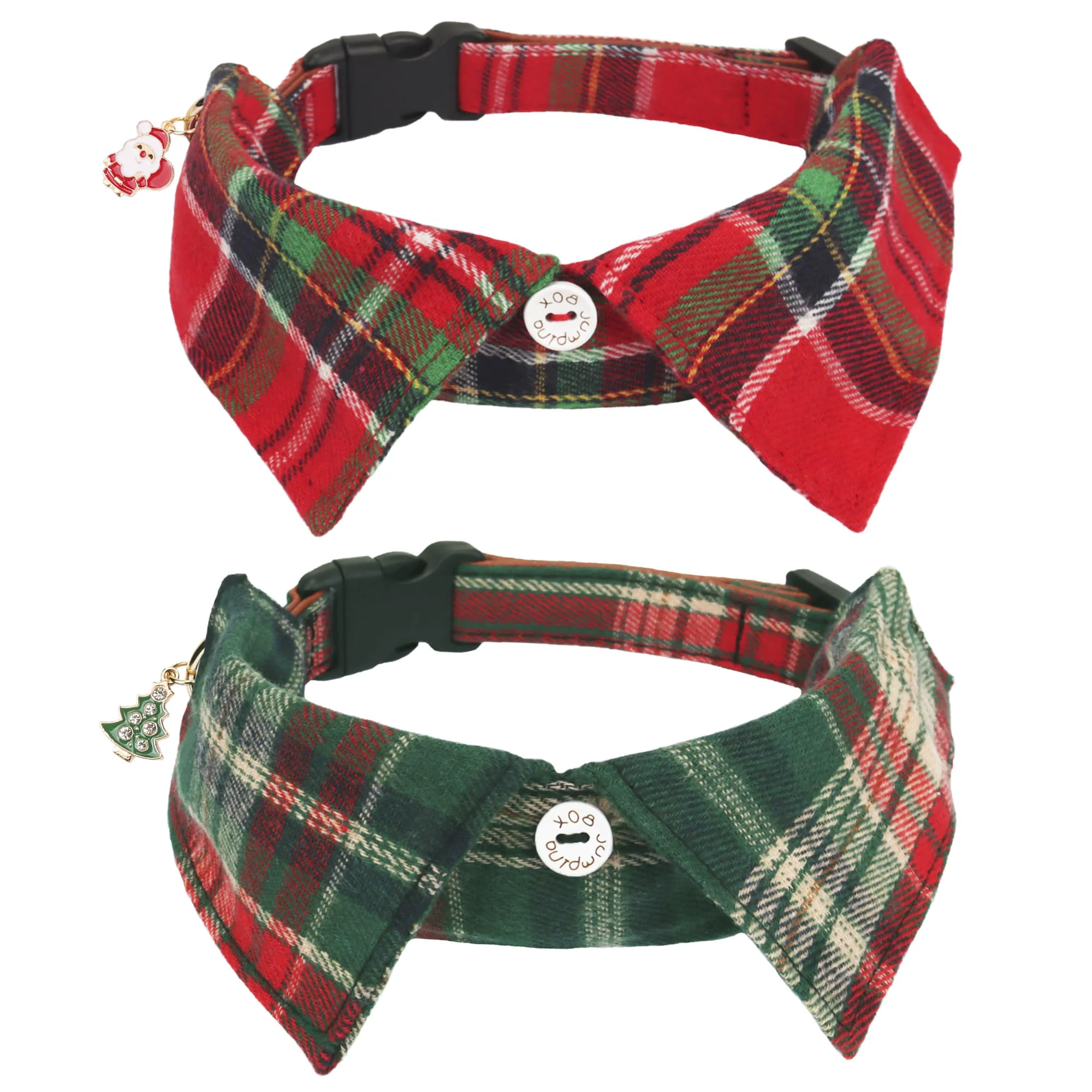 High-End ADOGGYGO Christmas Dog Collar with Bow Tie – Adjustable Plaid Official