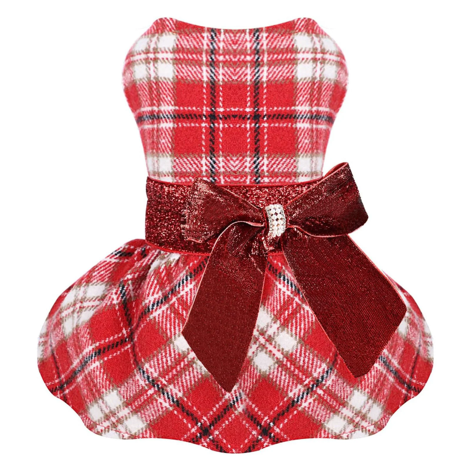 Convenient Sebaoyu Red Plaid Winter Dog Dress for Small Dogs – Fleece-Lined Knit Sweater XS–L Classic