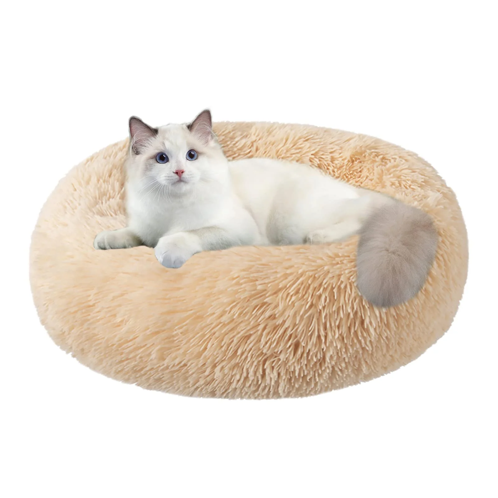 Genuine Nisrada Cat Beds – 20in Round Donut Bed with Slip-Resistant Bottom Washable Casual
