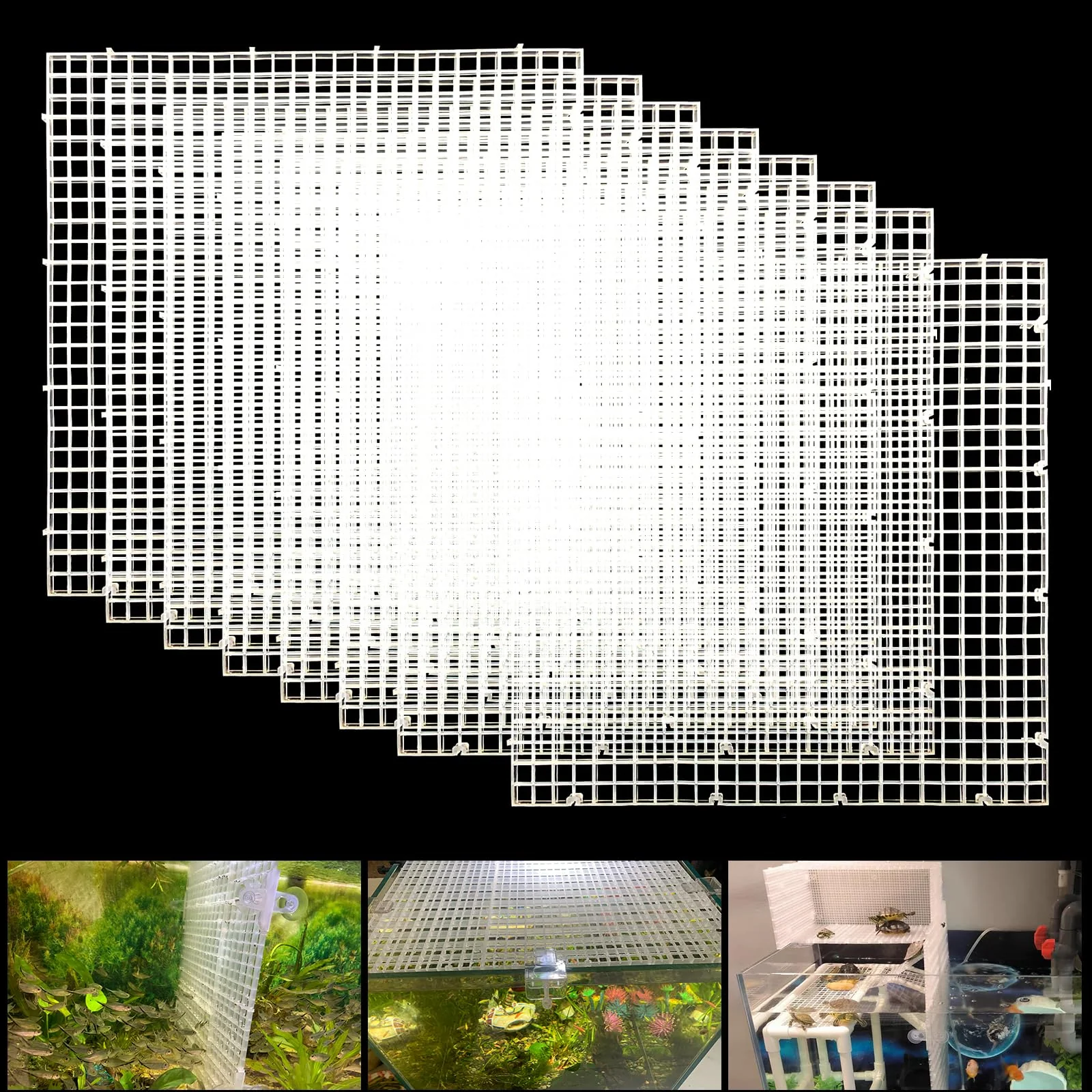 Pure Weramics Adjustable Aquarium Divider Grid – 8pcs Egg Crate Tray 11.8 x 5.9 in 0.35 in Holes Consistent