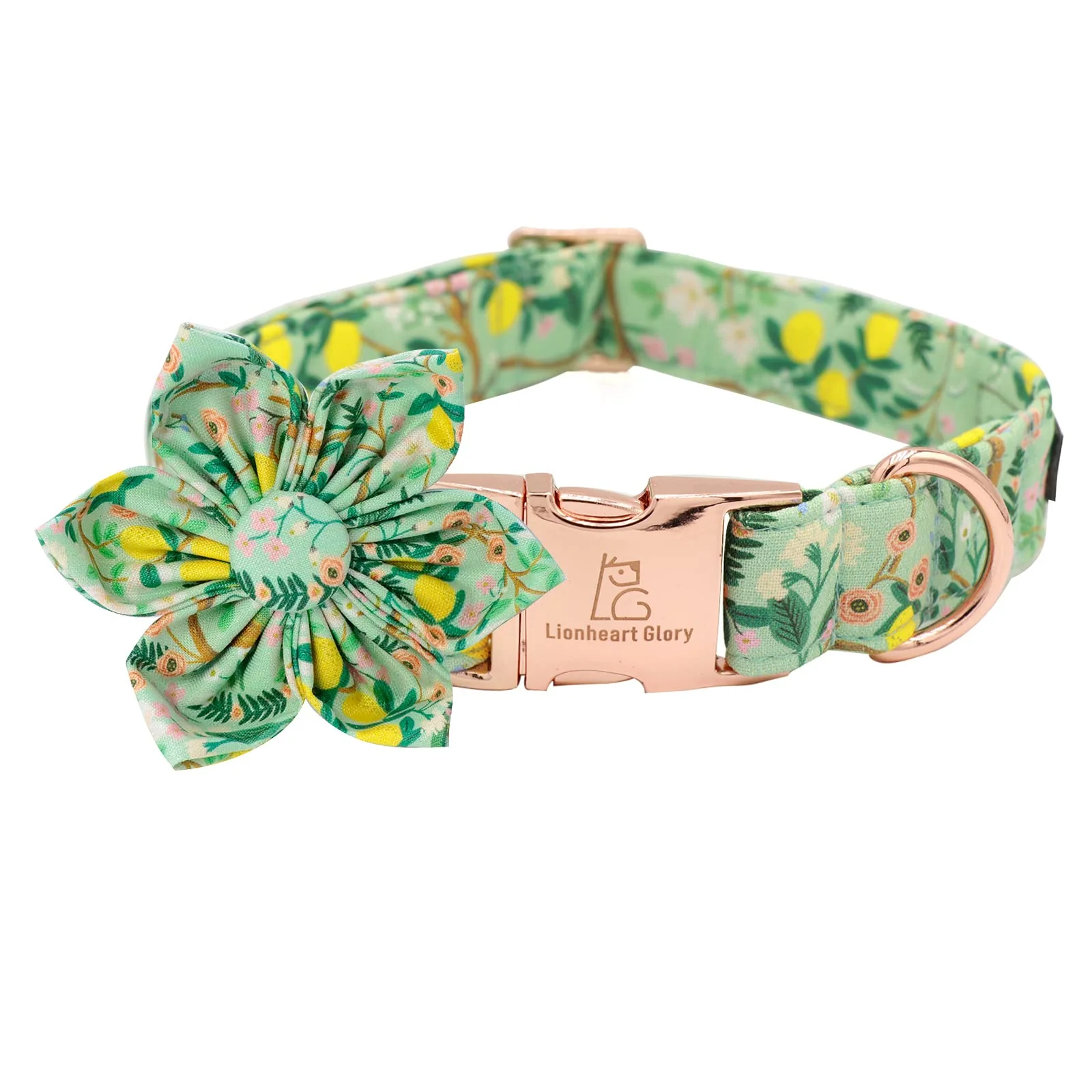 Functional Lionheart Glory Lemon Floral Adjustable Dog Collar for Small Dogs Removable Flower Healthy