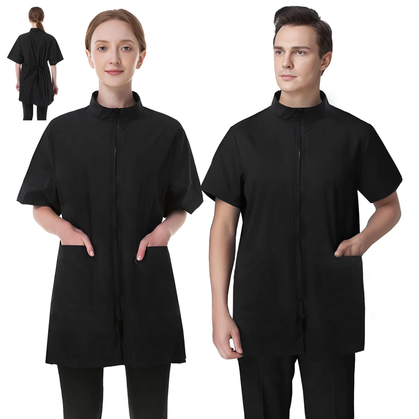 Green DHXYZZB 2-Pack Pet Grooming Workwear — Waterproof Hair-Repellent Zipper Smock Women Men Official