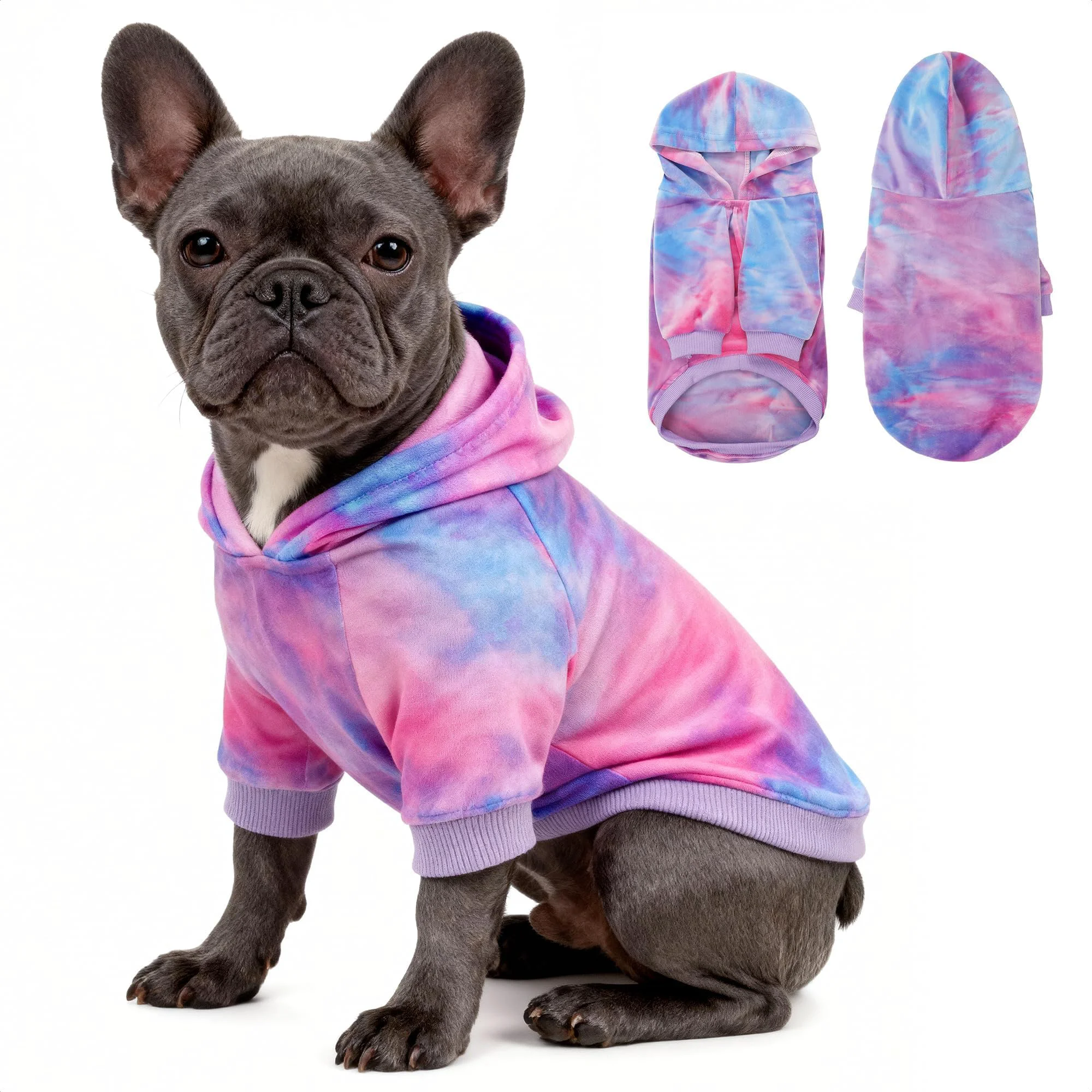 Exceptional WOYYHO Premium Velvet Tie-Dye Dog Hoodie Sweatshirt – Soft Lightweight Pullover for Small to XXL Dogs Authentic