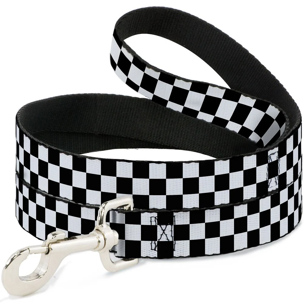 Unique Buckle-Down Dog Leash Checker – Black White 4 ft 1 in Wide Made in USA High-Quality