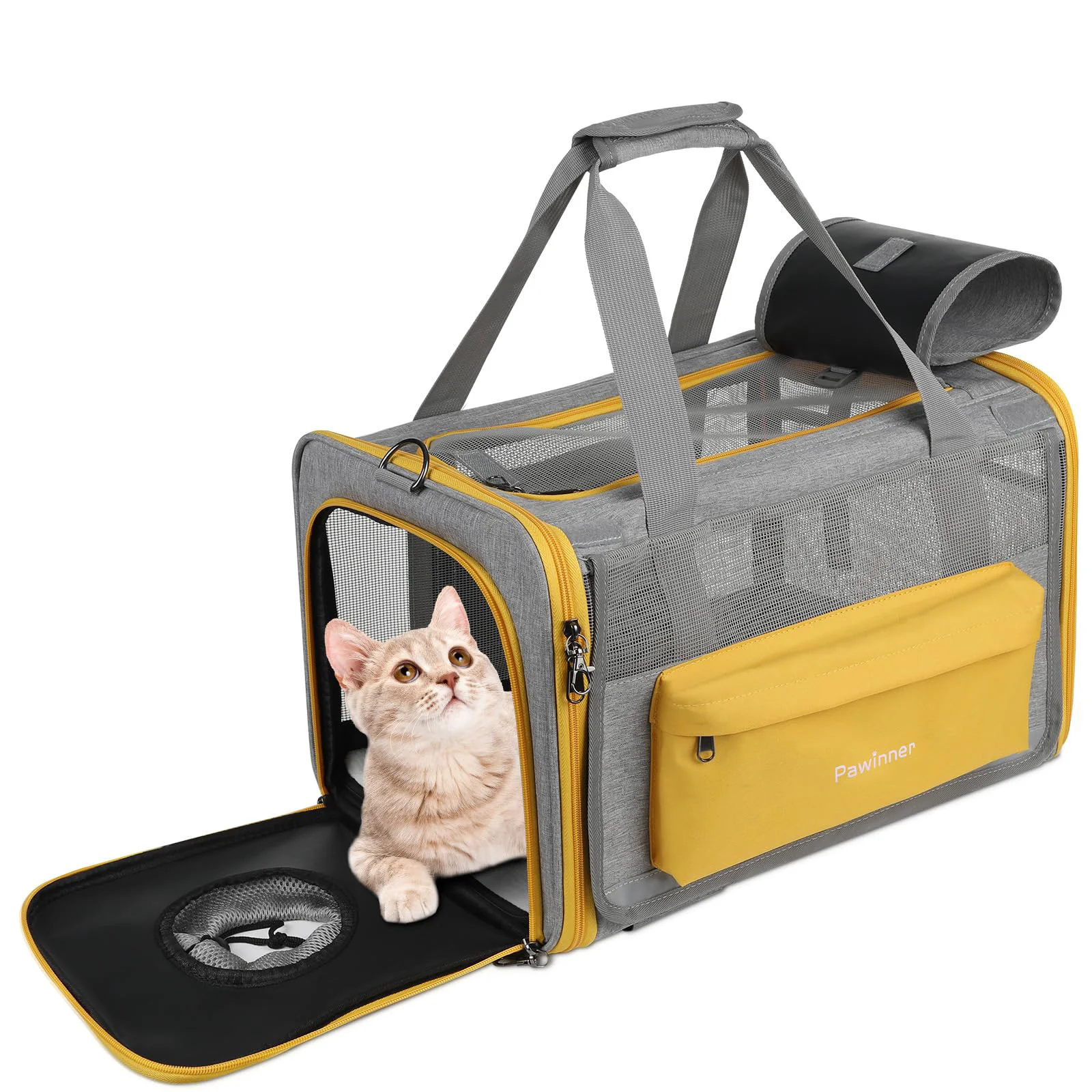 Powerful Pawinner Cat Carrier – 17.7 x 13 x 13 in Soft-Sided Collapsible Airline- Travel Carrier Breathable