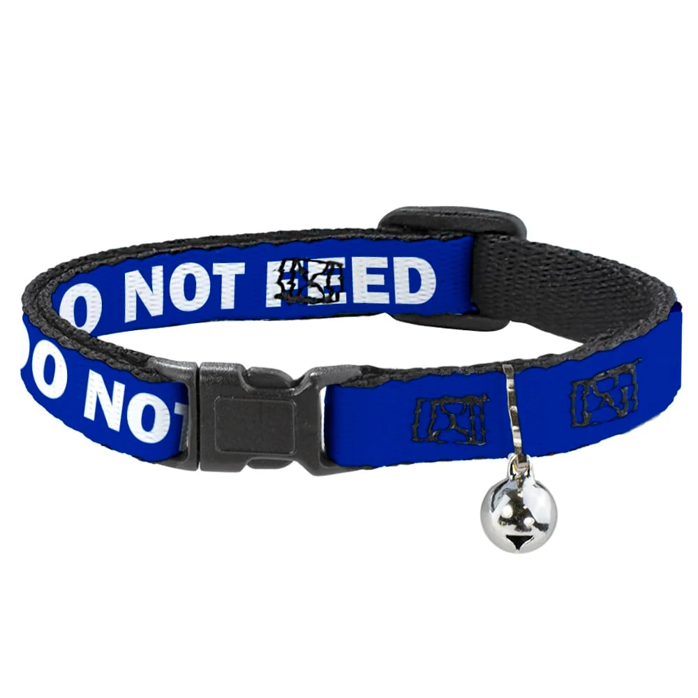 Fast Buckle-Down Do Not Feed Navy White Cat Collar – Breakaway Adjustable Bell Superior