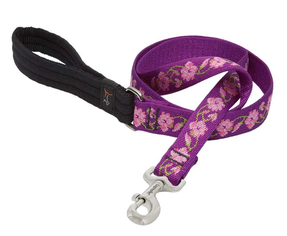 Natural LupinePet s 1-inch Rose Garden 4-foot Padded Handle Leash for Medium Large Dogs Long-Lasting