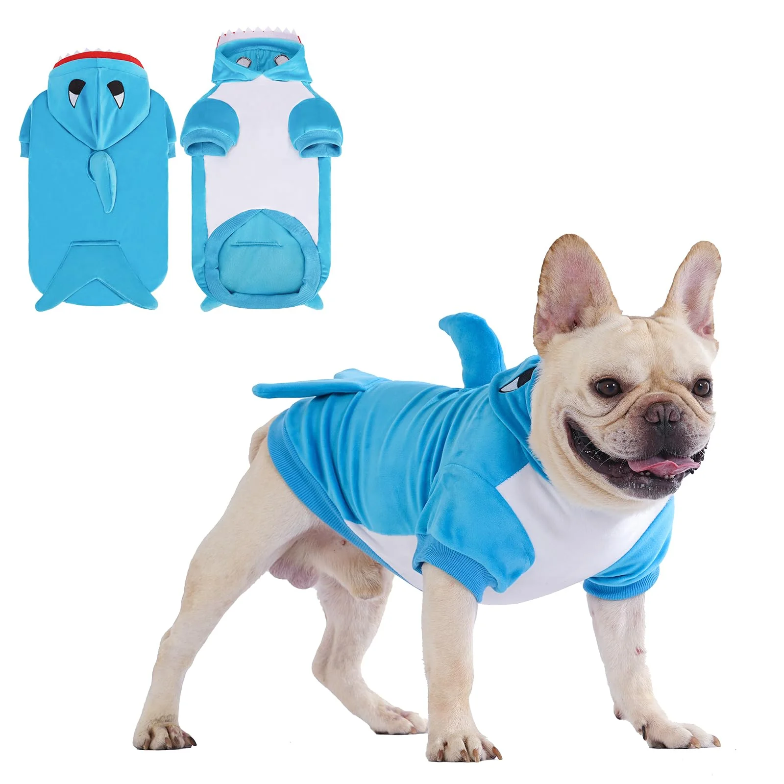 Lightweight KOOLTAIL Dog Shark Costume – Fleece Hoodie for All Dogs Halloween Specialty