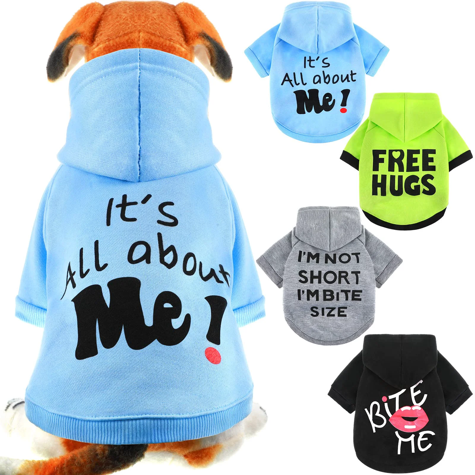 Proven Sunnymove 4-Piece Dog Hoodie Set - Cozy Fleece Sweaters for Small Medium Dogs 4 Colors Premium