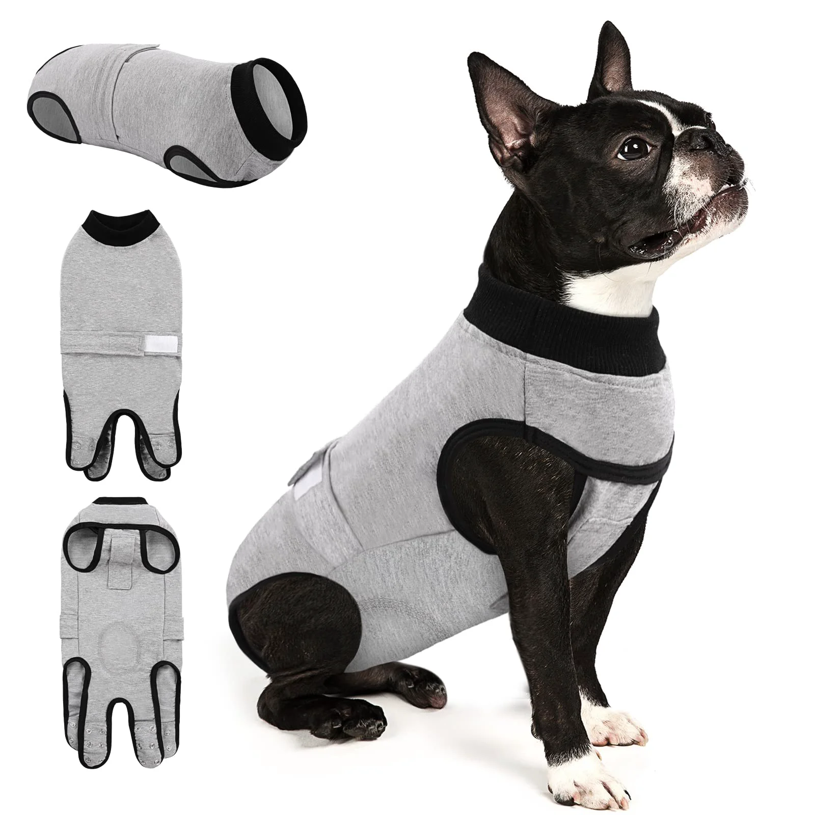 Powerful Queenmore Recovery Suit for Dogs Cats After Surgery — Full-Body Post-Op Bodysuit Grey S Excellent