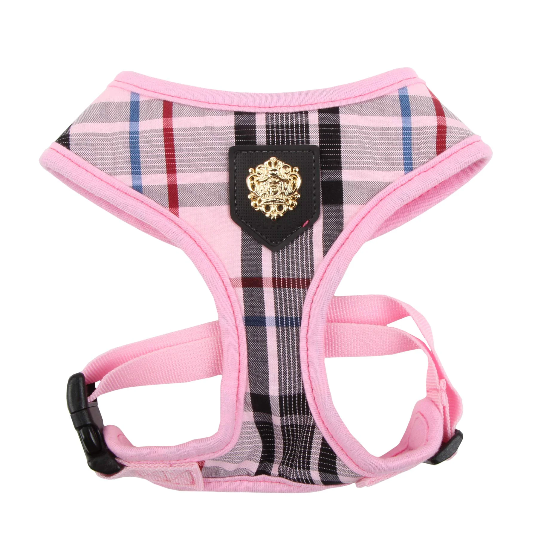 Elite Puppia Junior Over-The-Head Harness - Checkered Pink No Pull Adjustable Chest Belt World-Class