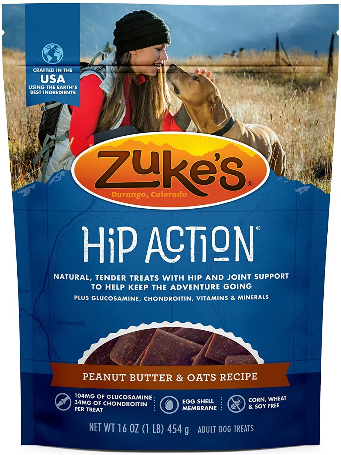 Functional Zuke's Hip Action Natural Dog Treats 1 lb – Joint Support with Glucosamine Chondroitin