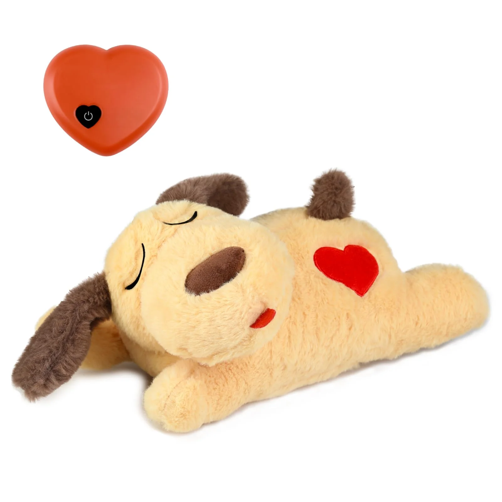Sustainable BEVERLYSHARK Heartbeat Puppy Toy — Calming Plush for Dogs Cats Anxiety Relief Sleep Aid Yellow High-Quality