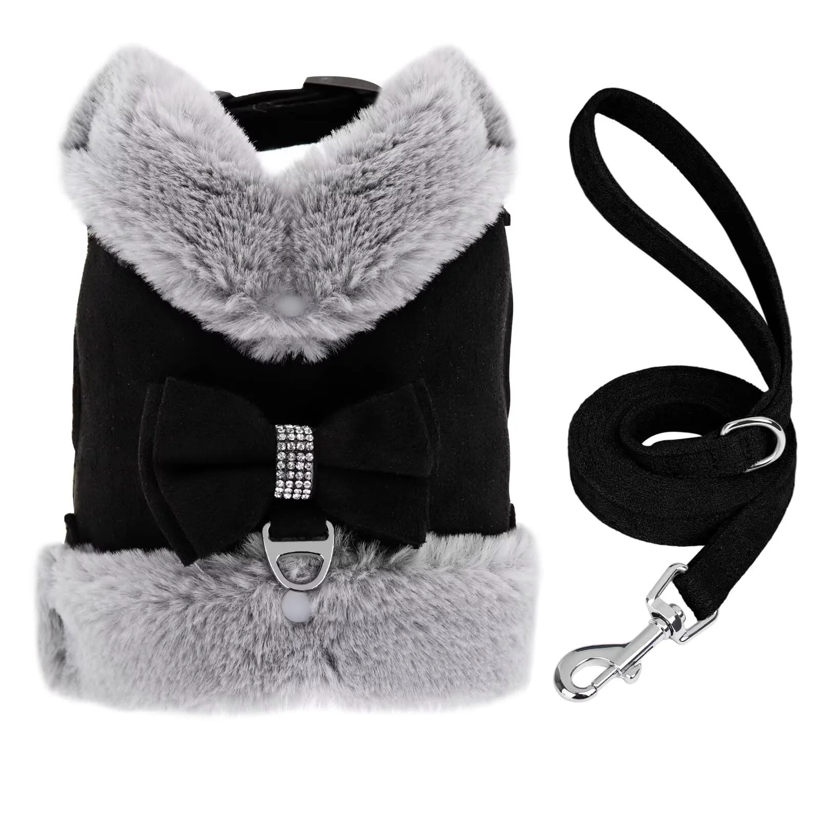 Green Didog Small Dog Harness and Leash Set – Winter Cute Harness with Bow Tie Black S Crafted