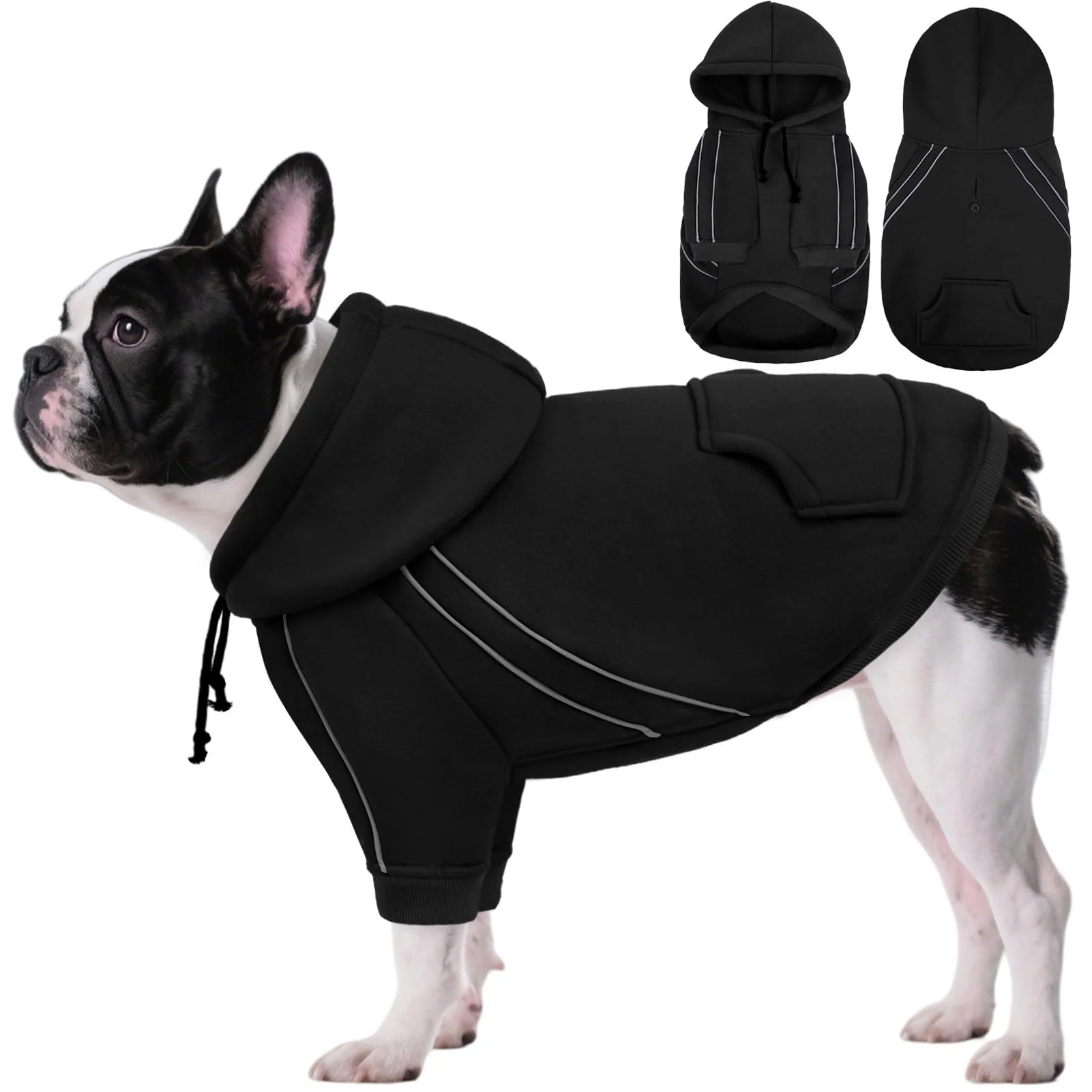 Optimized ASENKU Cozy Dog Hoodie – Soft Fleece Adjustable Hood Leash Hole Reflective Strips XS-3XL Minimalist
