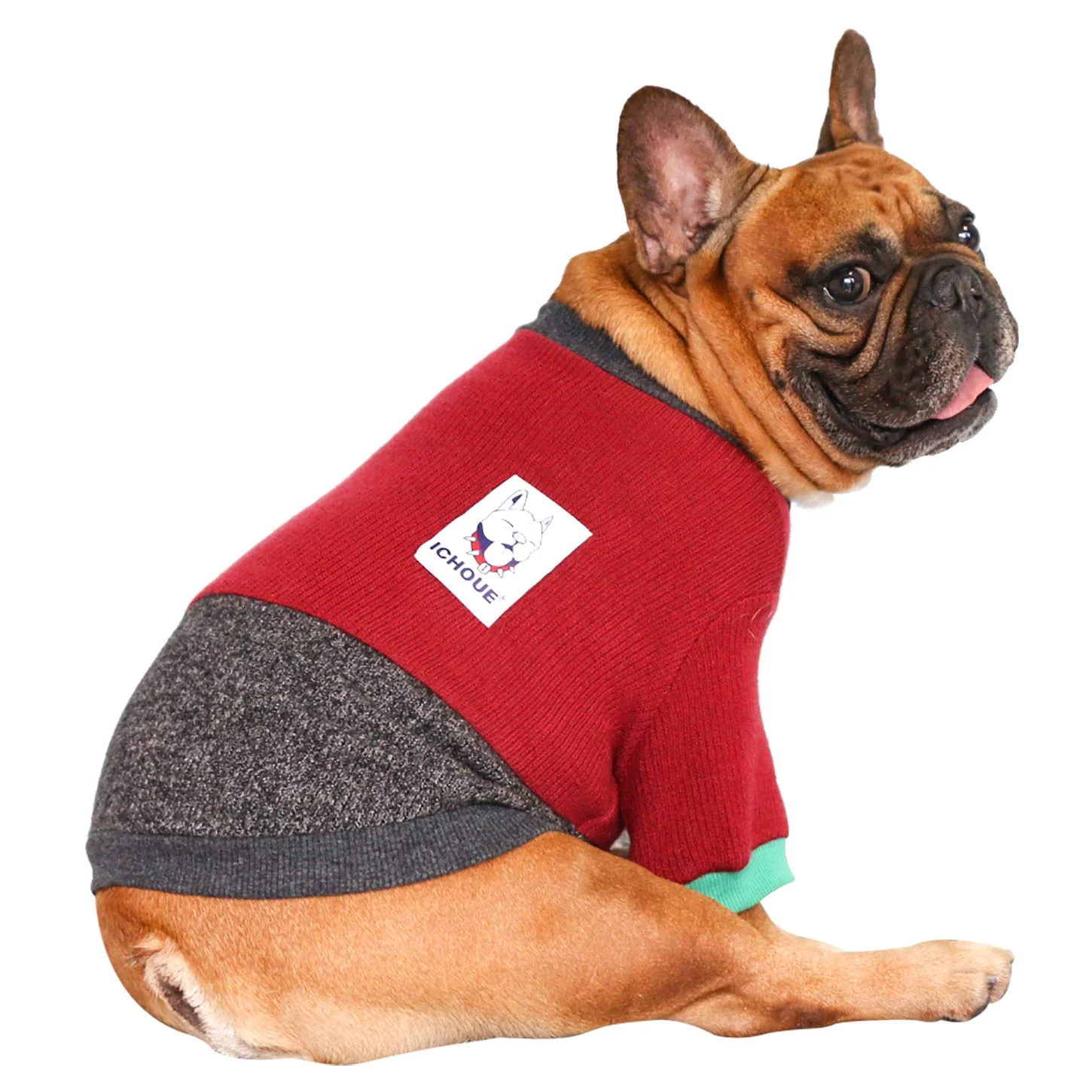 Elite iChoue Pet Dog Crewneck Sweater Color Block Red Black XXLarge Winter Warmth for English Bulldog Pitbull Dependable