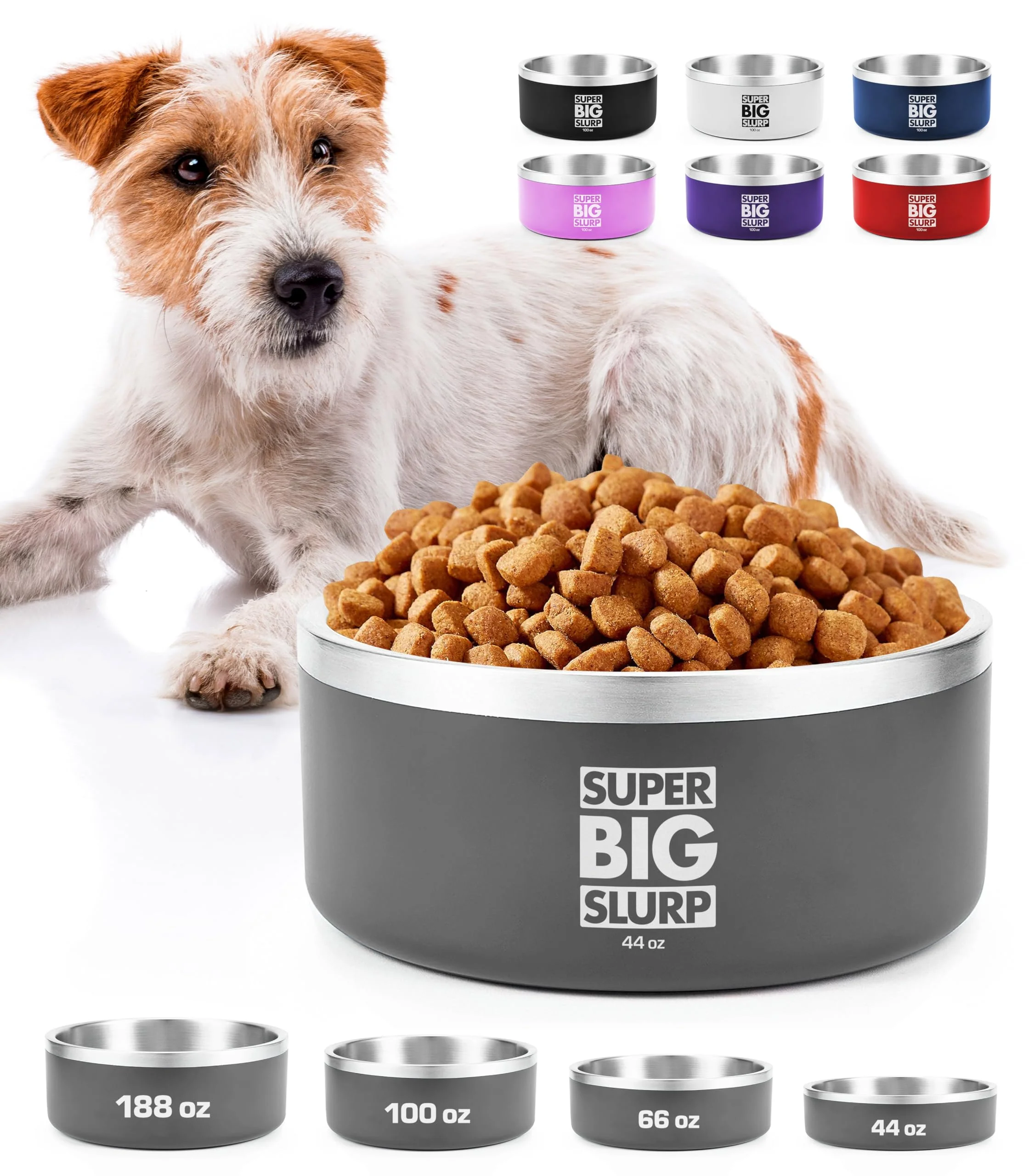 High-Performance Tuff Pupper Heavy Duty Insulated Dog Bowl 44oz Double-Wall Stainless Non-Slip Dishwasher Safe Versatile