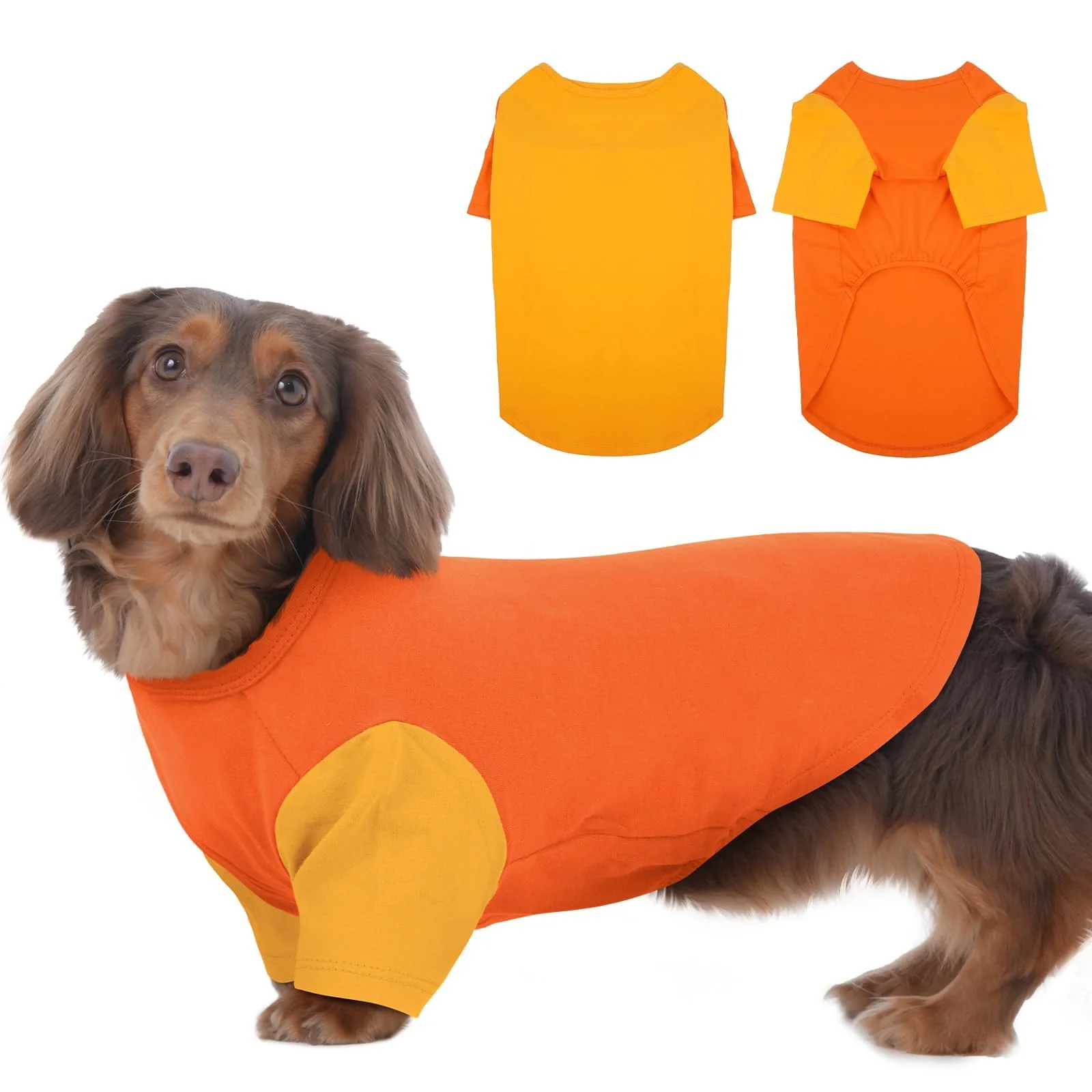 Detailed IKIPUKO 2 Pack Dog Shirt for Medium Dogs – Soft Breathable Summer Tee Orange Green