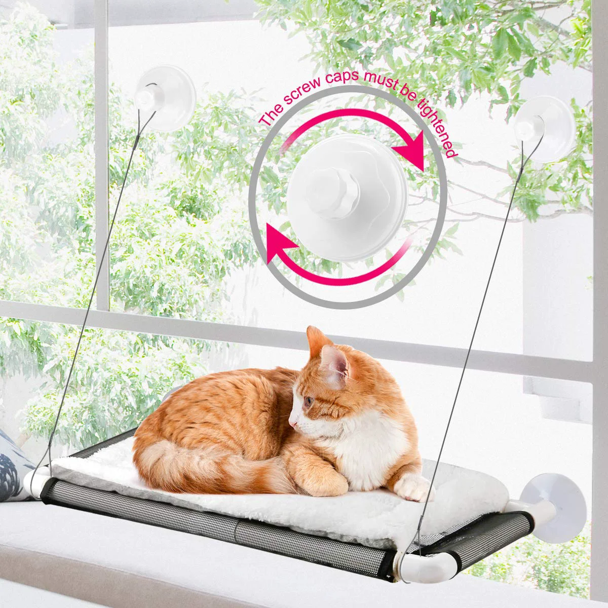 Smooth ZALALOVA Cat Window Perch - Extra Large Window Bed with 2025 Screw Suction Cups User-Friendly