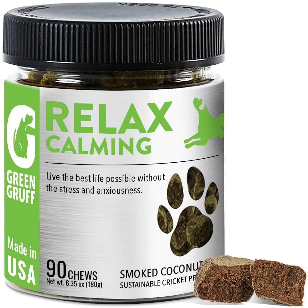 Premium Material Green Gruff Calming Chews for Dogs – Organic Calming Treats 90 Chews – Vet- Original