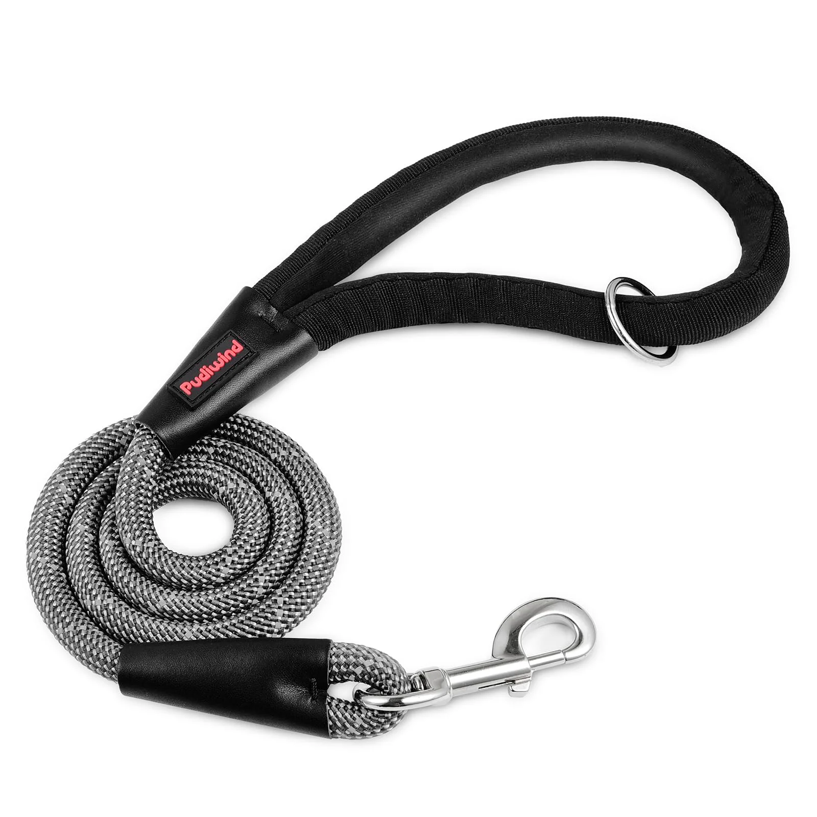 Contemporary Pudiwind Black Heavy-Duty Reflective Nylon Dog Leash 200kg Pull Padded Handle Zinc Lock Eco-Friendly