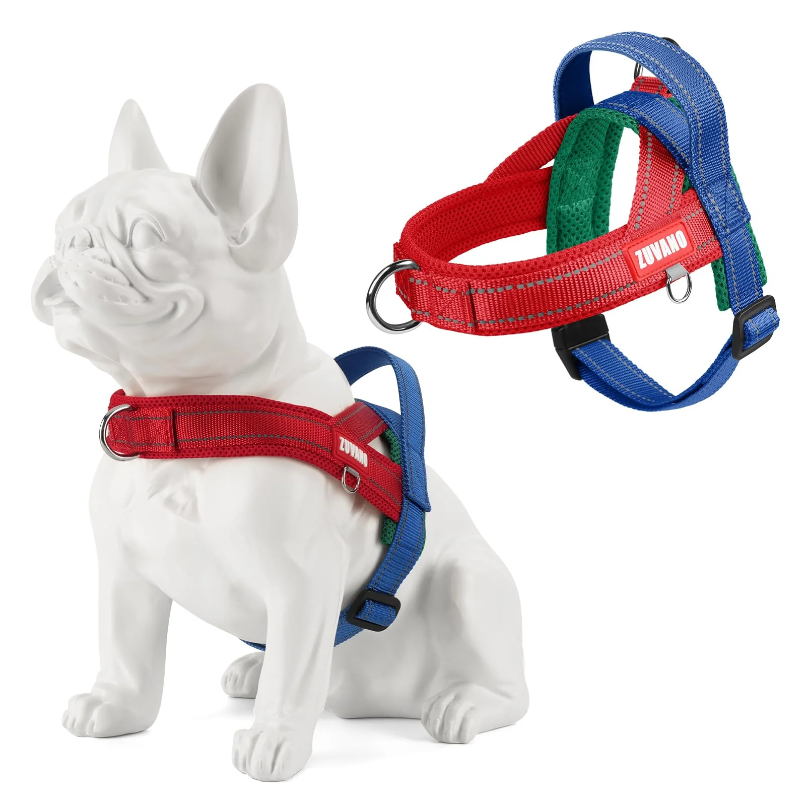Relaxed ZUVANO Soft Red Dog Harness – Escape-Proof Reflective Quick-Fit for Medium Dogs Eco-Friendly