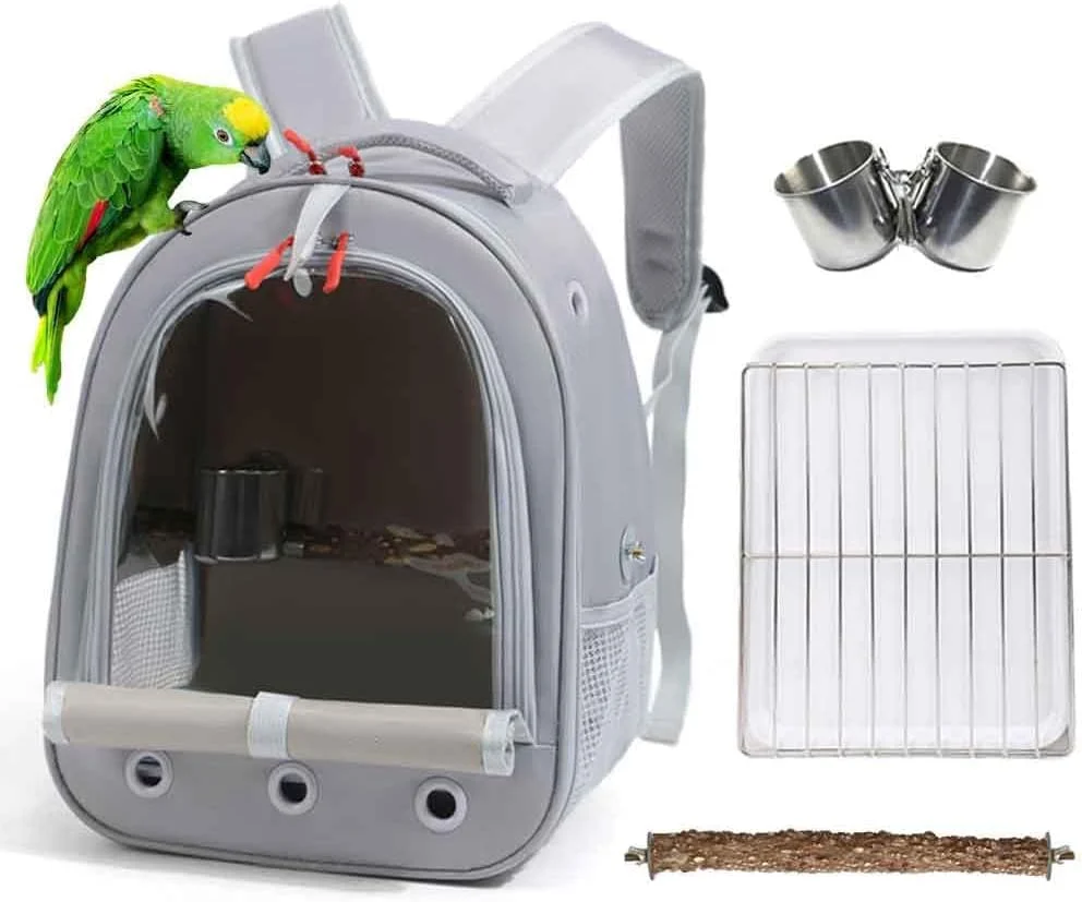 Reusable Misyue Bird Traval Carrier Cage – Clear Ventilated Backpack Carrier for Parakeets Cockatiels Small Parrots Trusted