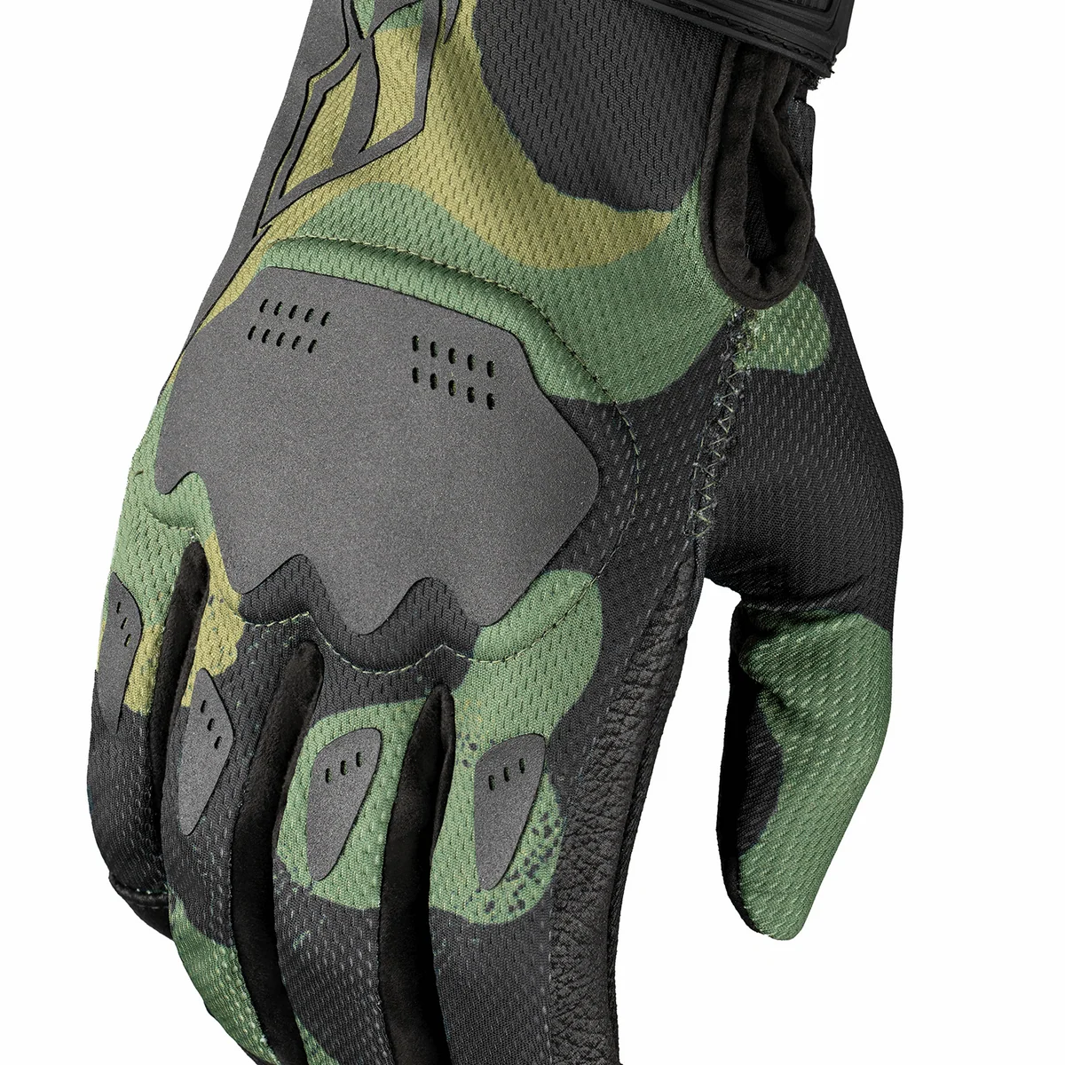 Excellent ICON Hooligan Magnacross Gloves - Camo Green - Small 3301-4821 Relaxed