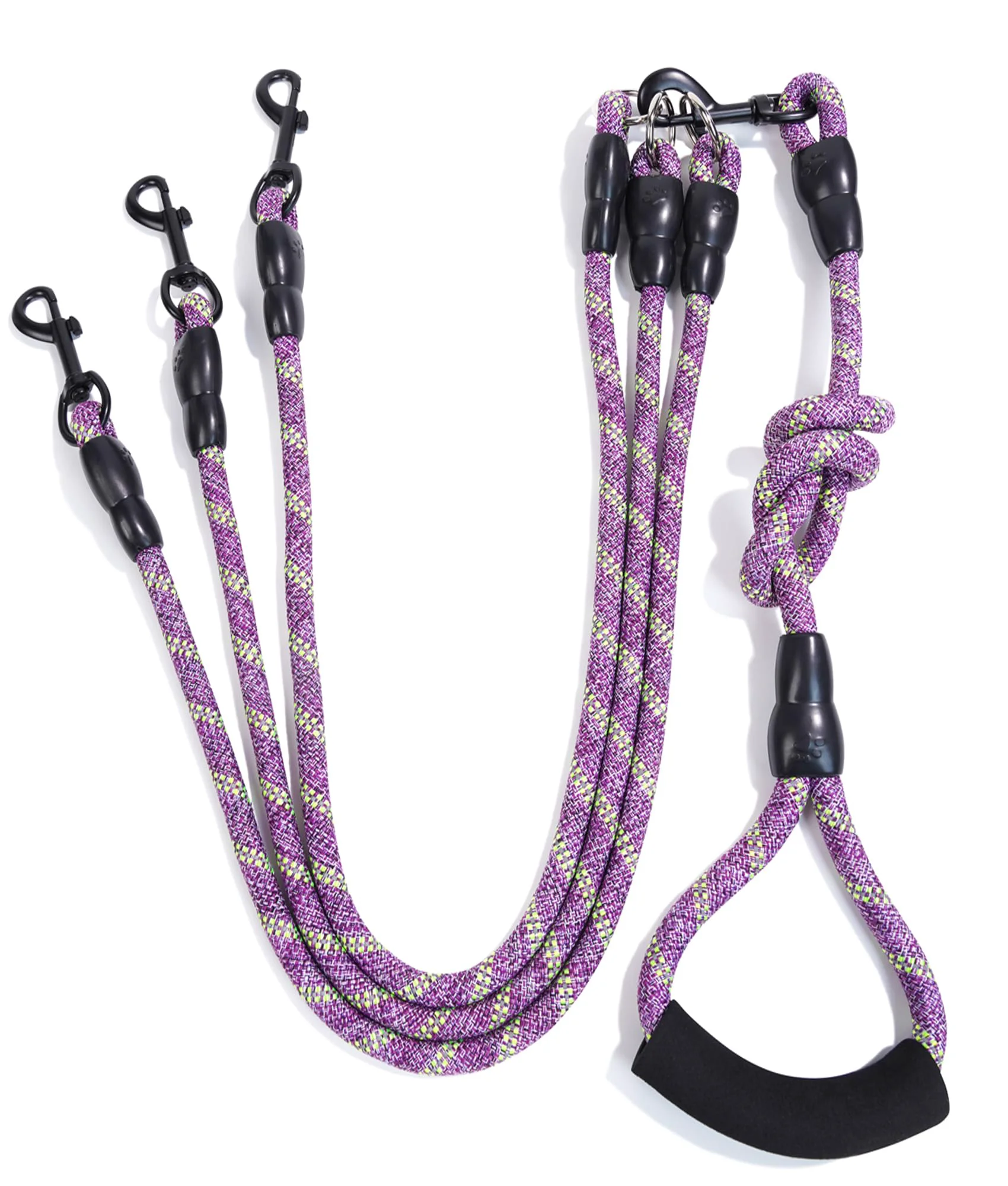 Sophisticated Heyllou 3 Dog Leash with Padded Handle 360° Swivel No Tangle – Multi-Dog Walking for Medium to Large Dogs Purple Green Modern