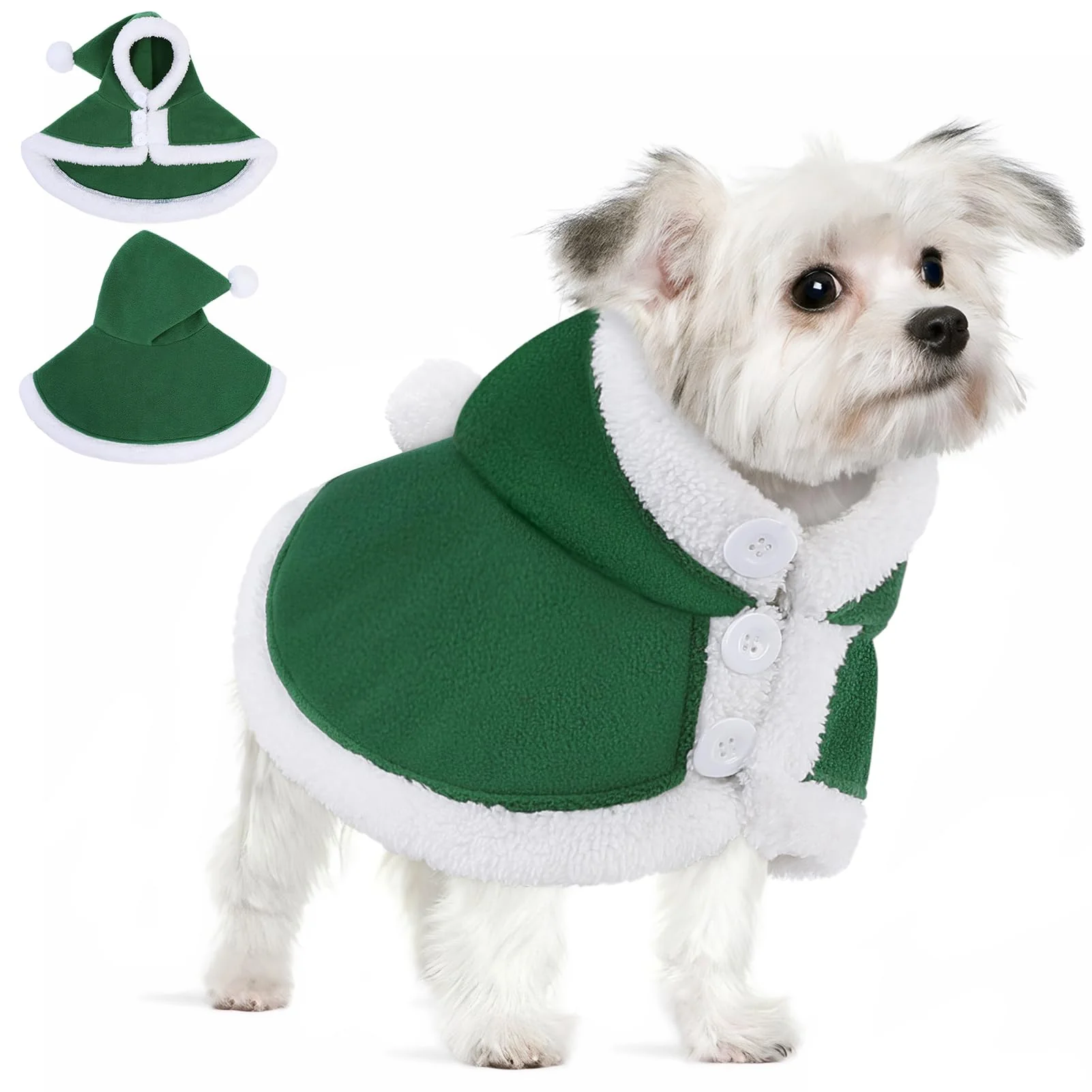 Top-Quality AOFITEE Dog Christmas Cloak – Festive Santa Cape with Hat for Small to Large Dogs Easy-to-Use