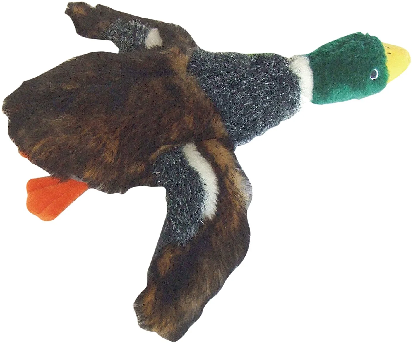 Flexible Patchwork Pet Mallard Duck 17-Inch Squeak Toy for Dogs Durable Colorful Play Modern