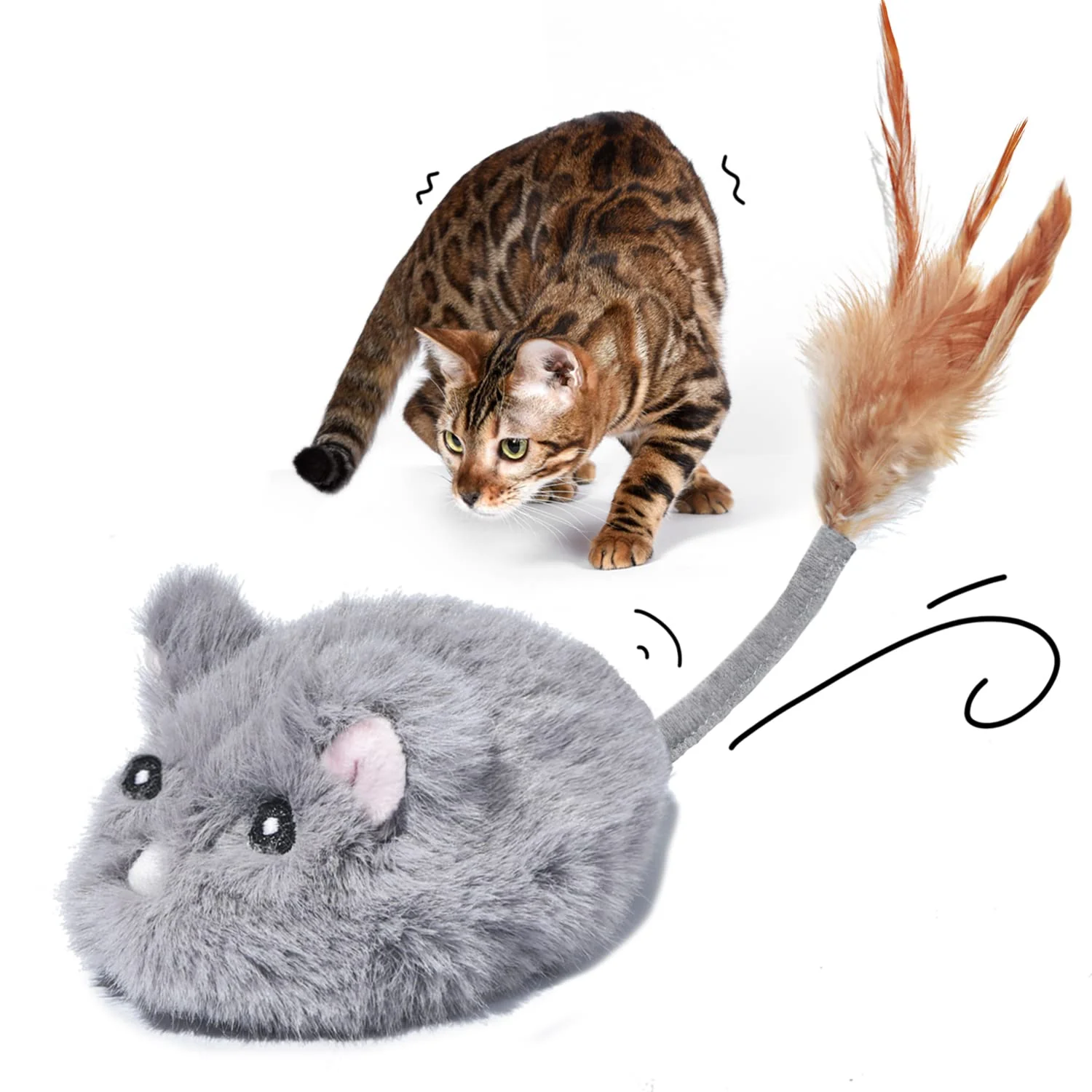 High-End Pawthquake Automatic Cat Toy — Interactive Moving Mouse with Furry Tail for Indoor Cats Proven