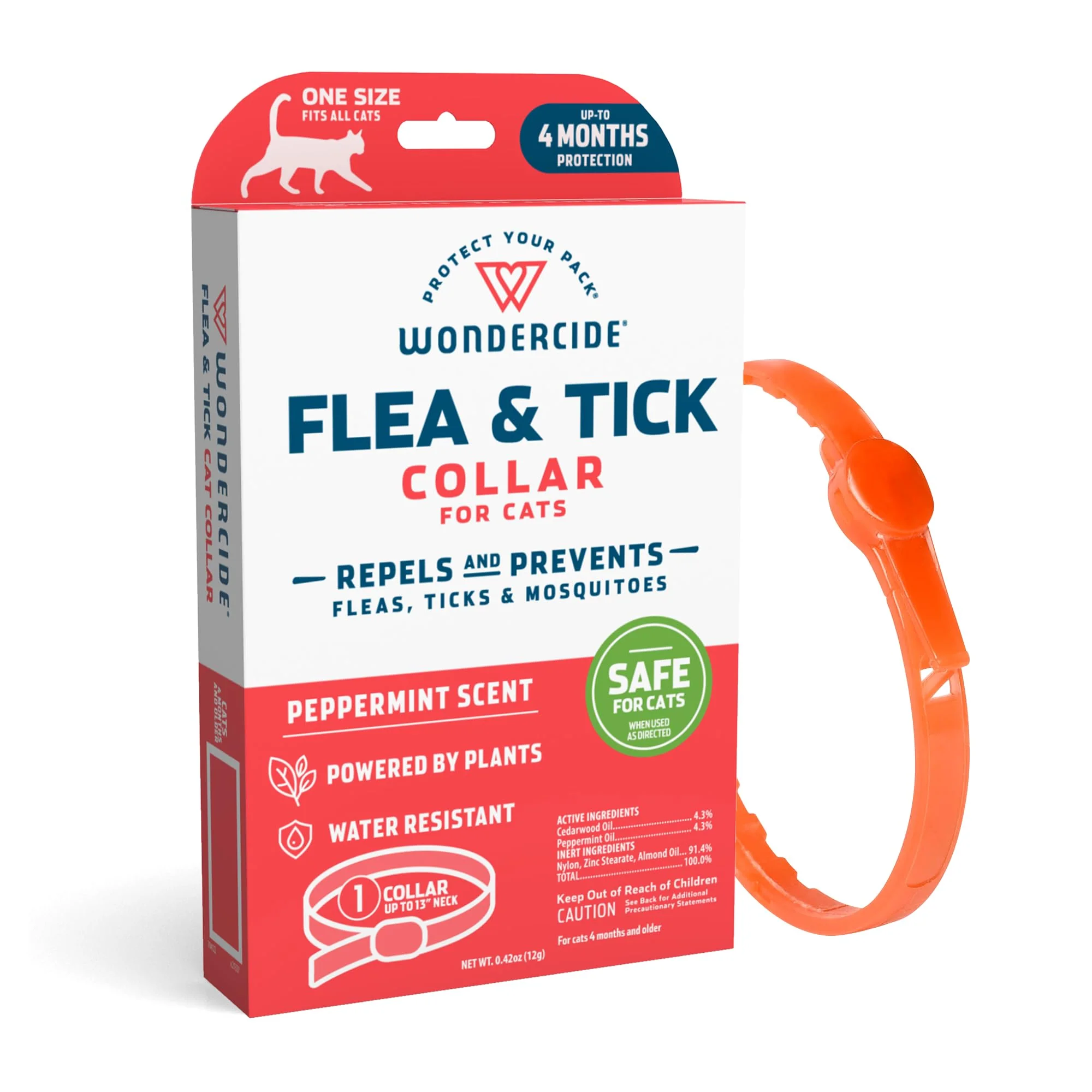 Green Wondercide Cat Collar Natural Flea Tick Mosquito Repellent for Cats Up to 4 Months Convenient