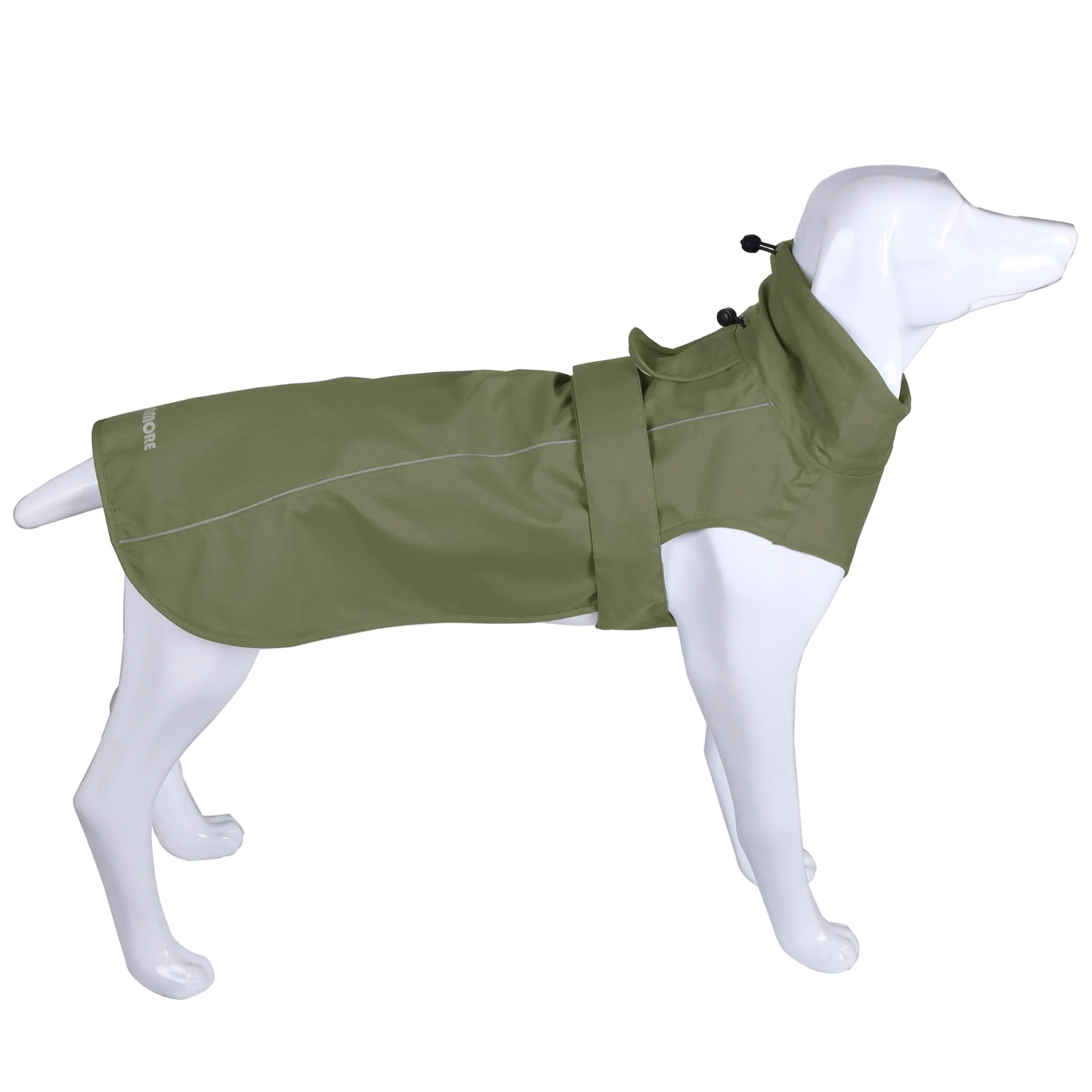 Functional MAMORE Adjustable Waterproof Dog Raincoat – Army Green Large with Reflective Strip Premium Material
