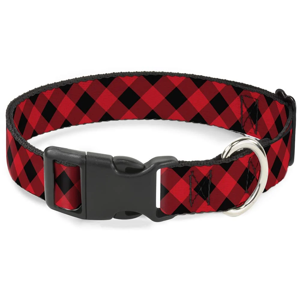 Healthy Buckle-Down Diagonal Buffalo Plaid Collar - 13-18in 1.5in Wide Licensed Smart