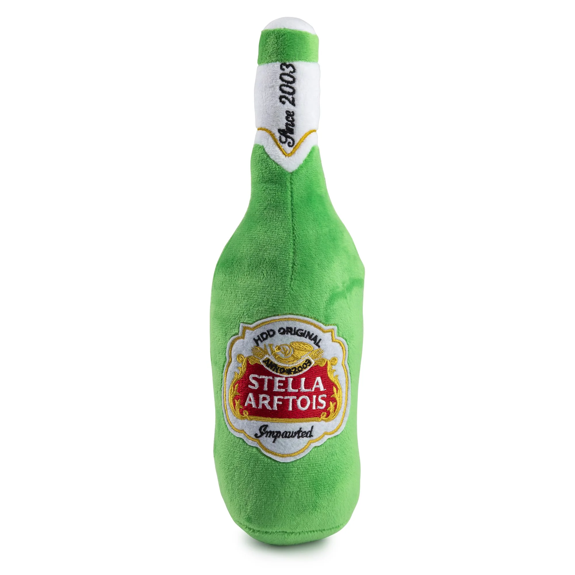Trendy Haute Diggity Dog Stella Arftois Beer Bottle Plush Toy – Interactive Squeaker One Size Safe