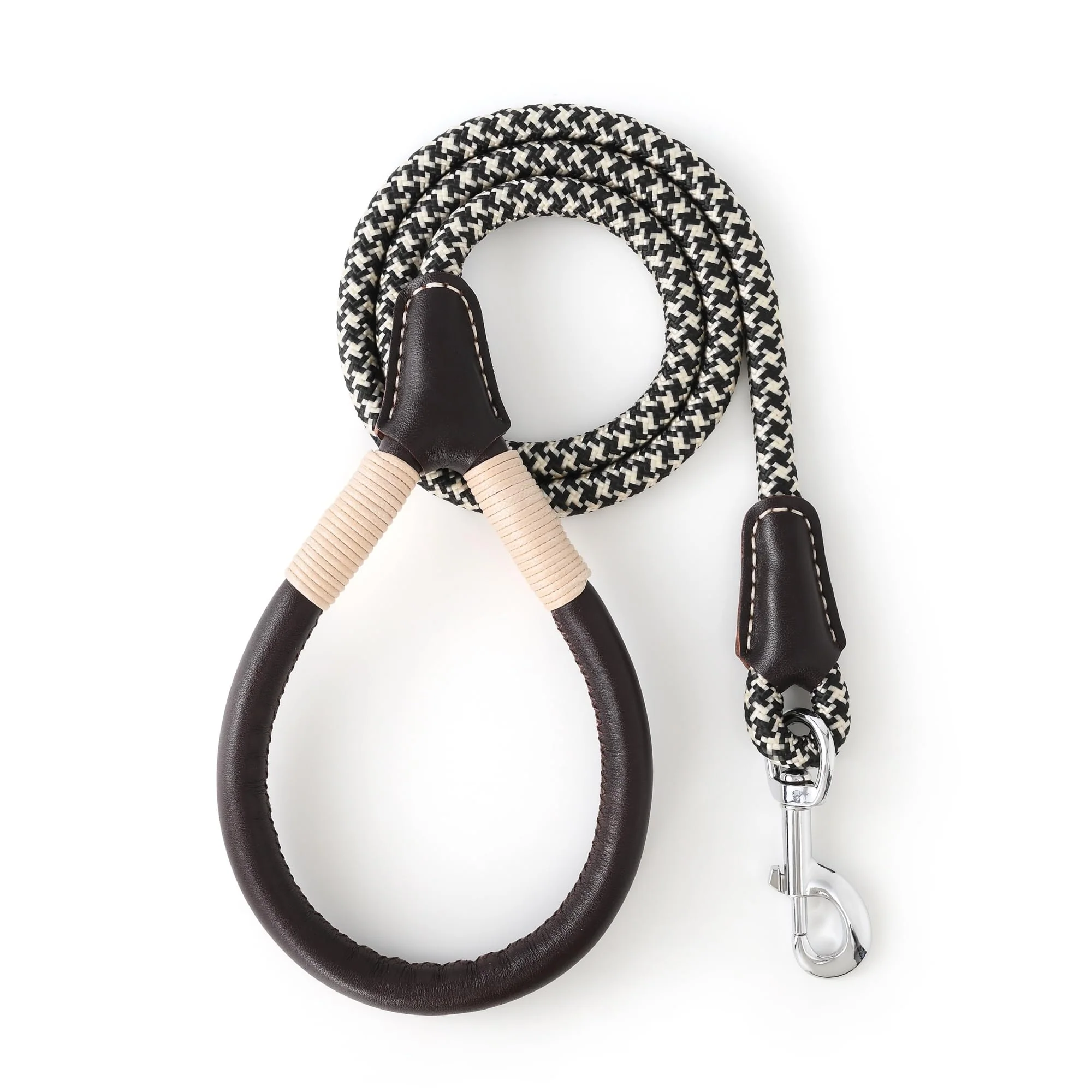 Detailed Mile High Life Leather Wrapped Handle Dog Leash – Heavy-Duty 1 2-Inch Rope 360° Swivel 4FT Durable