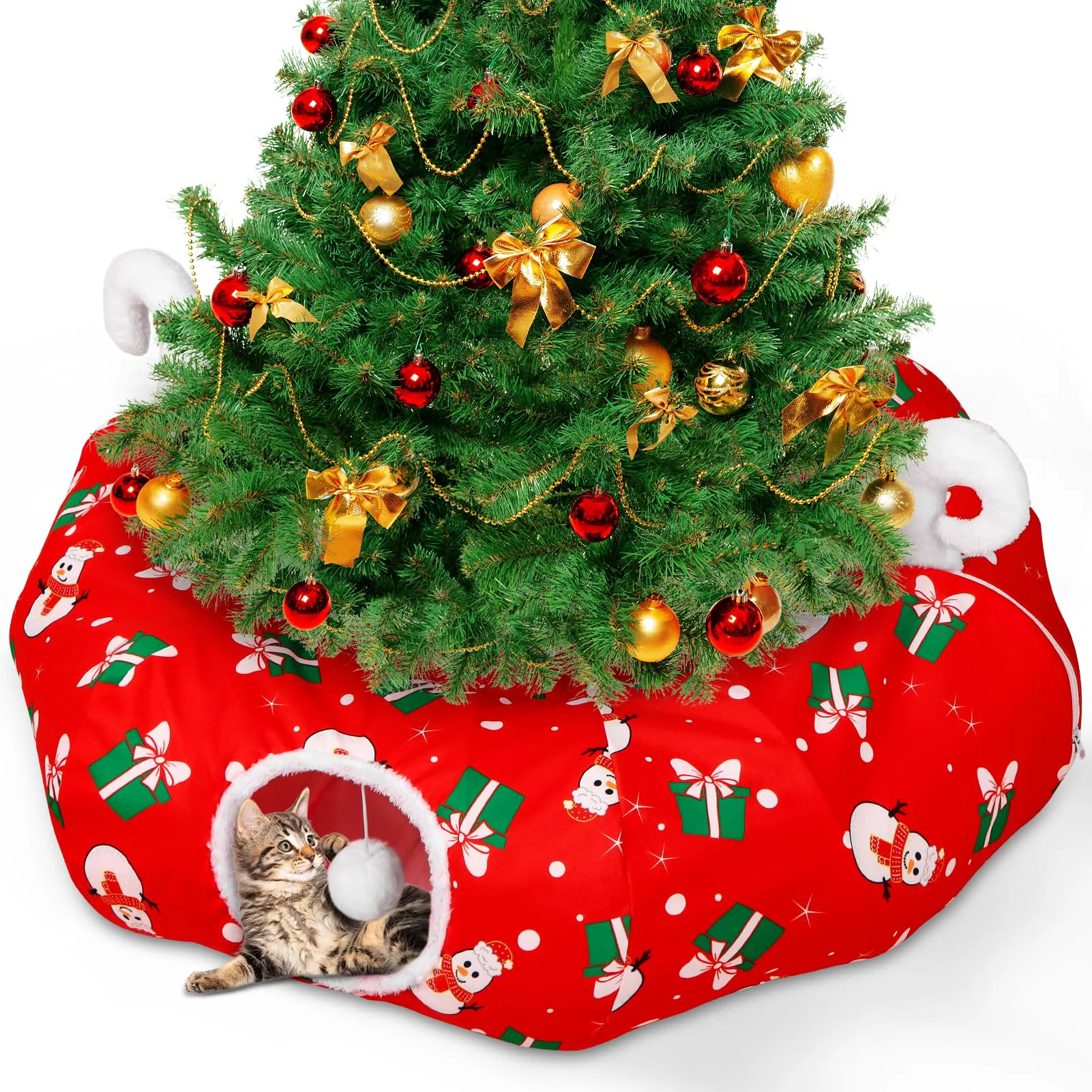 Luxury Niuyhe Cat Tunnel Christmas Tree Skirt — 3 Ft Round Cat Shelter Play Bed Original