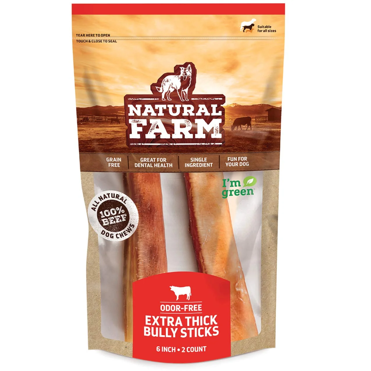 Lightweight Natural Farm Odor- Jumbo Bully Sticks Exclusive
