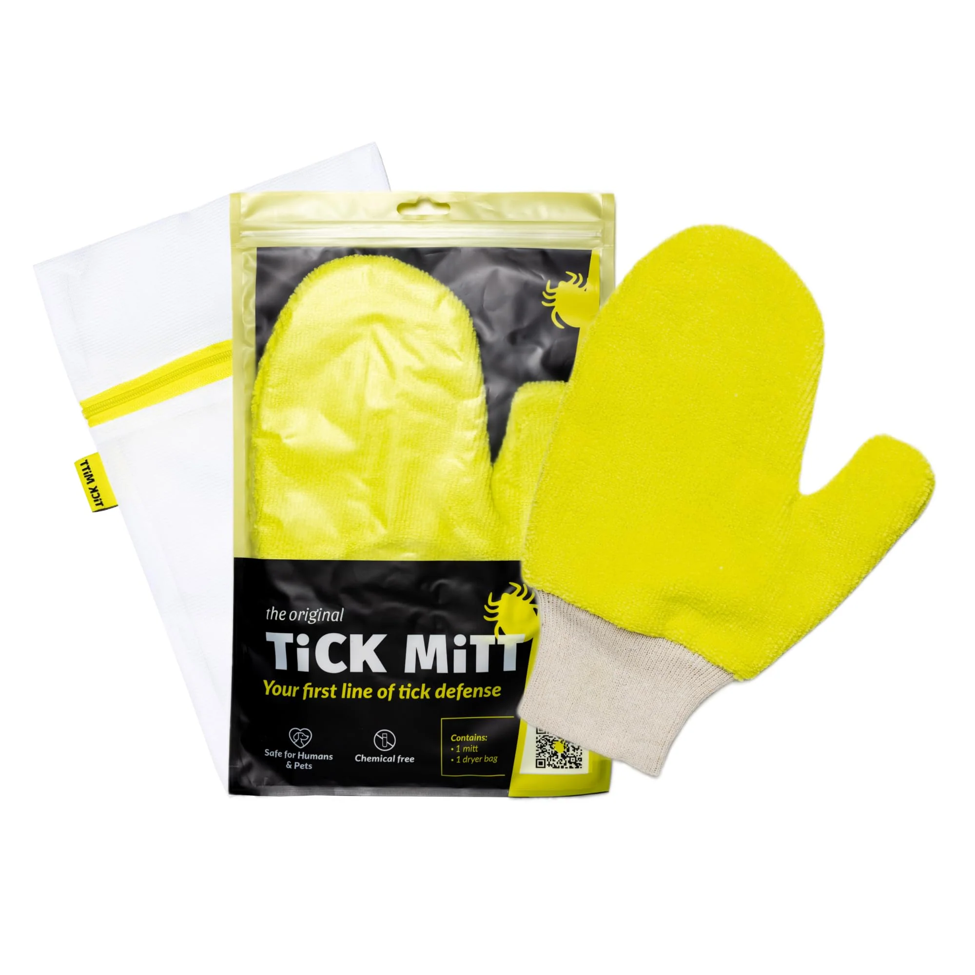 Fine TiCK MiTT Yellow Tick Removal Glove Chemical- Portable Tick Tool for Humans Pets Modern