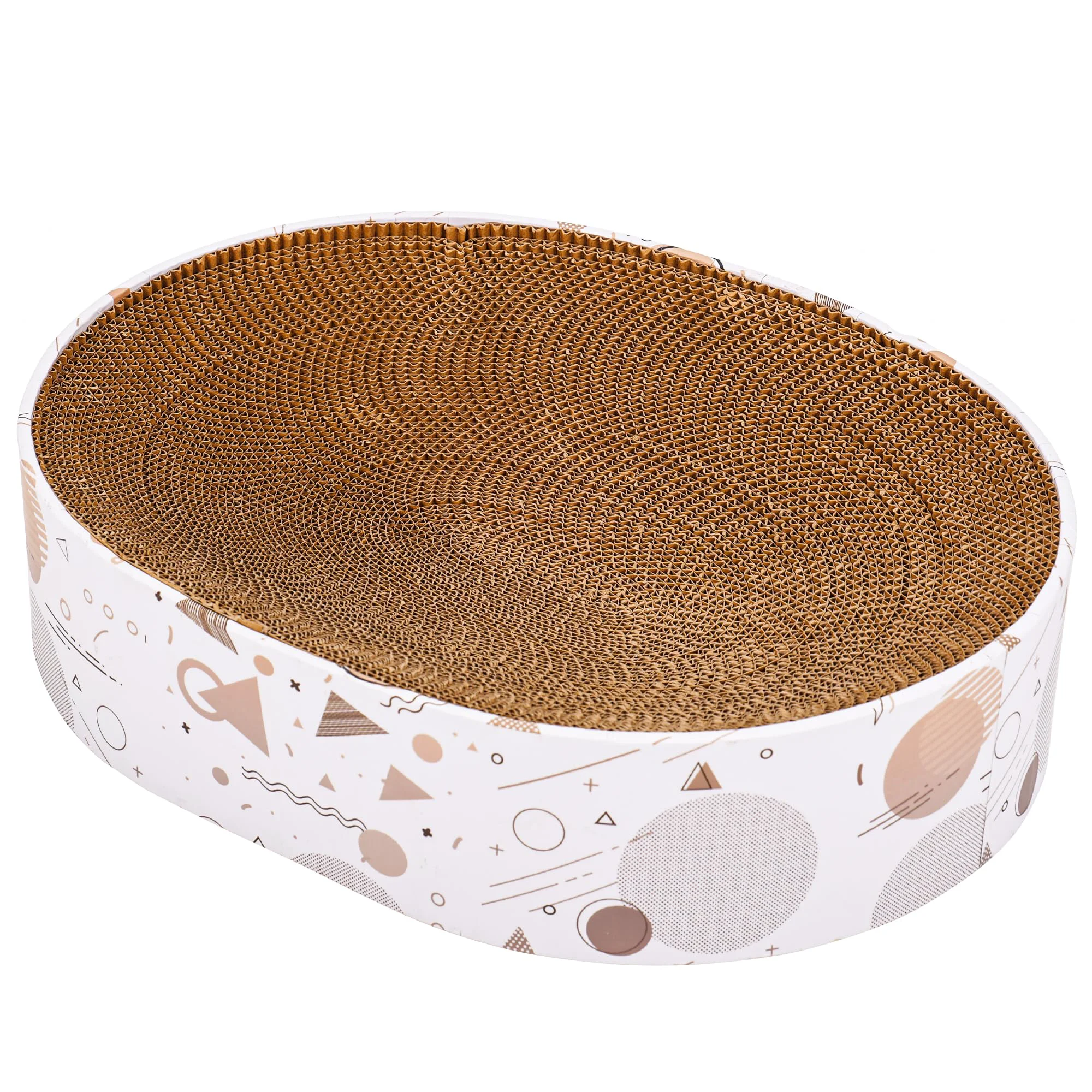 Fashionable SMARTBEAN Oval Sturdy Cat Scratching Cardboard Pad – Indoor Furniture Protector Detailed