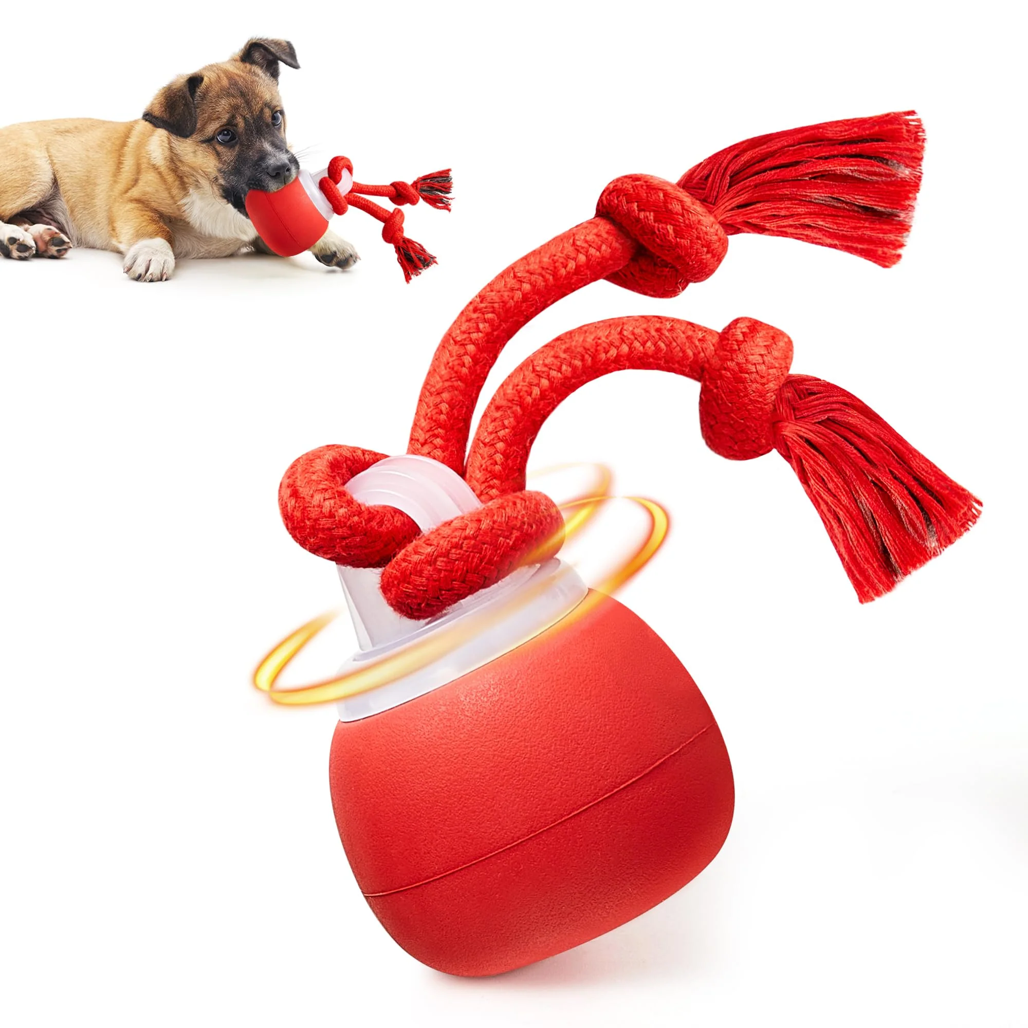 Trendy Potaroma Interactive Dog Ball Toy – USB-C Rechargeable Squeaky Rope-Chase for Small Medium Dogs Original