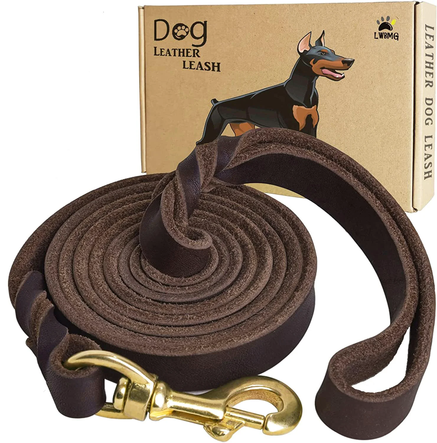 High-Grade LWBMG Leather Dog Leash 6ft x 3 4in – Braided Italian Leather for Training Walking Casual