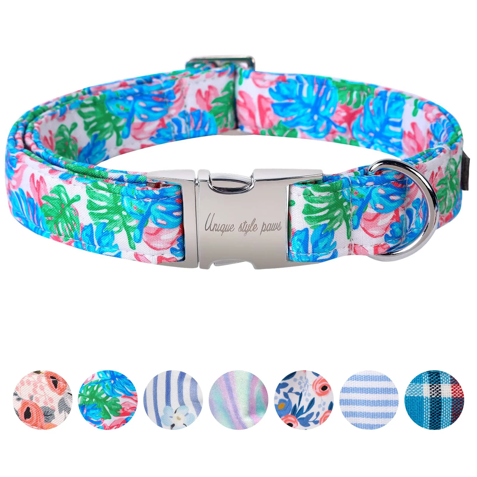 High-Grade Unique Style Paws Metal Buckle Banana Leaves Collar – Durable Dog Collar Elite