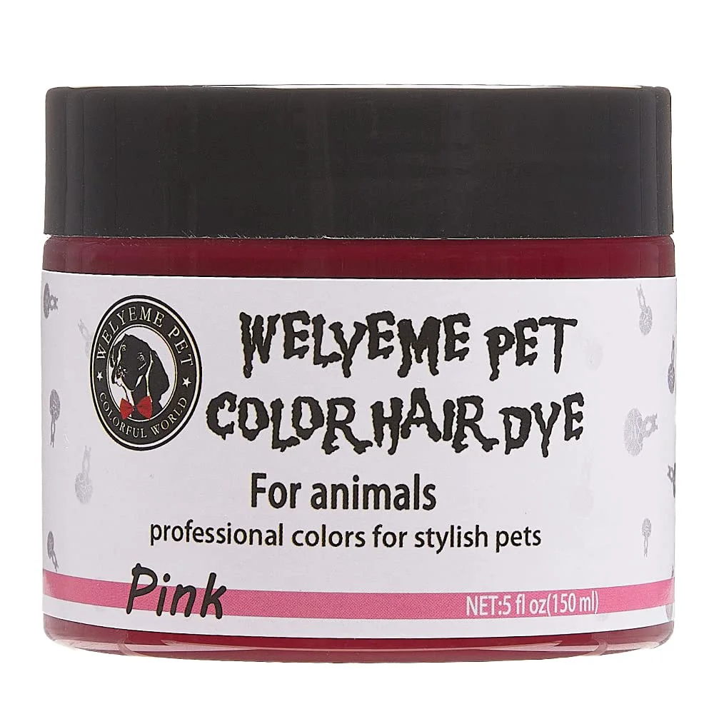 High-Performance WELYEME Dog Hair Dye - Permanent Bright Pink for Dogs Horses Safe Non-Toxic Versatile