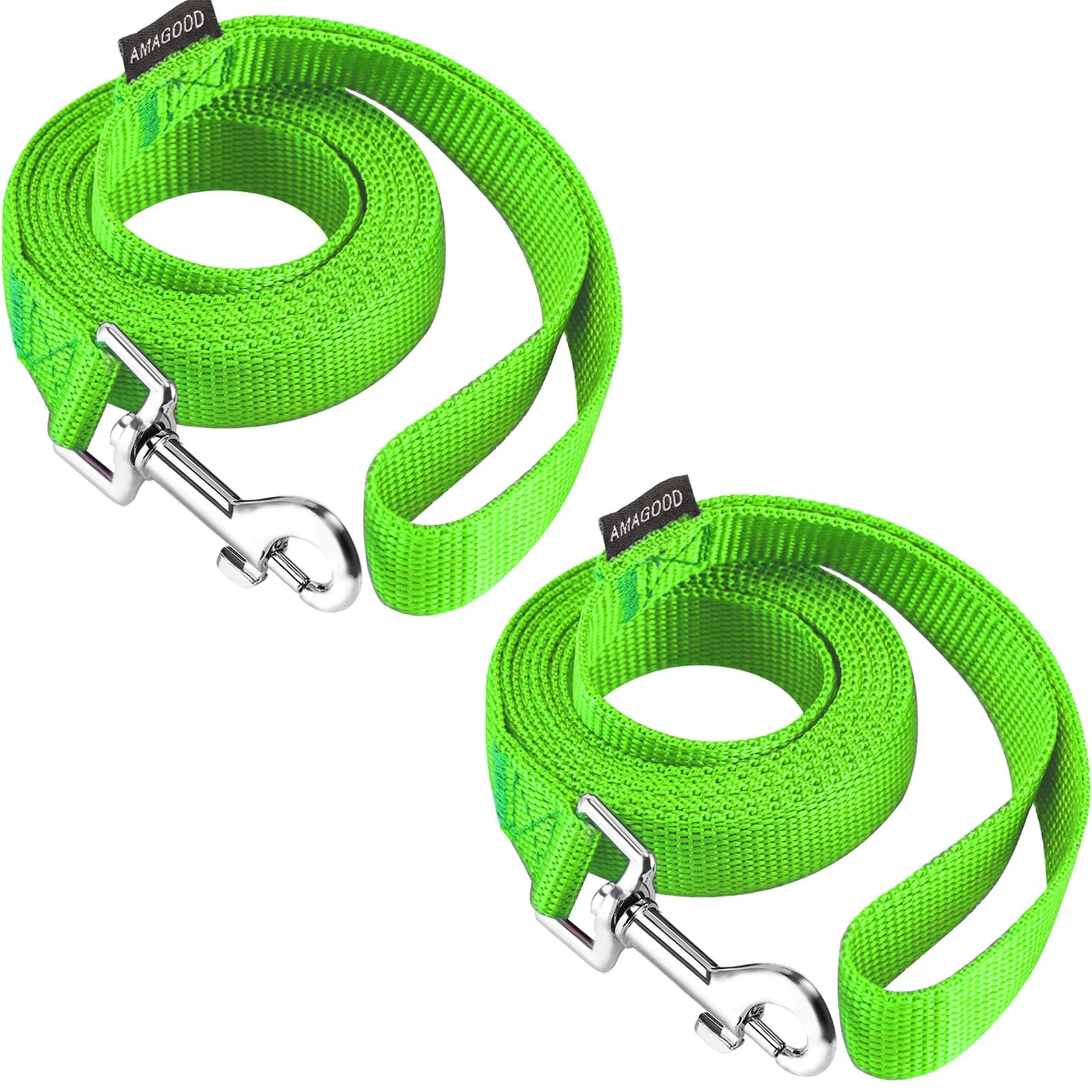 Efficient AMAGOOD 6 ft Dog Leashes Pack of 2 — 3 4 in Wide Green Durable Traditional Style Leads for Small Medium Dogs Proven